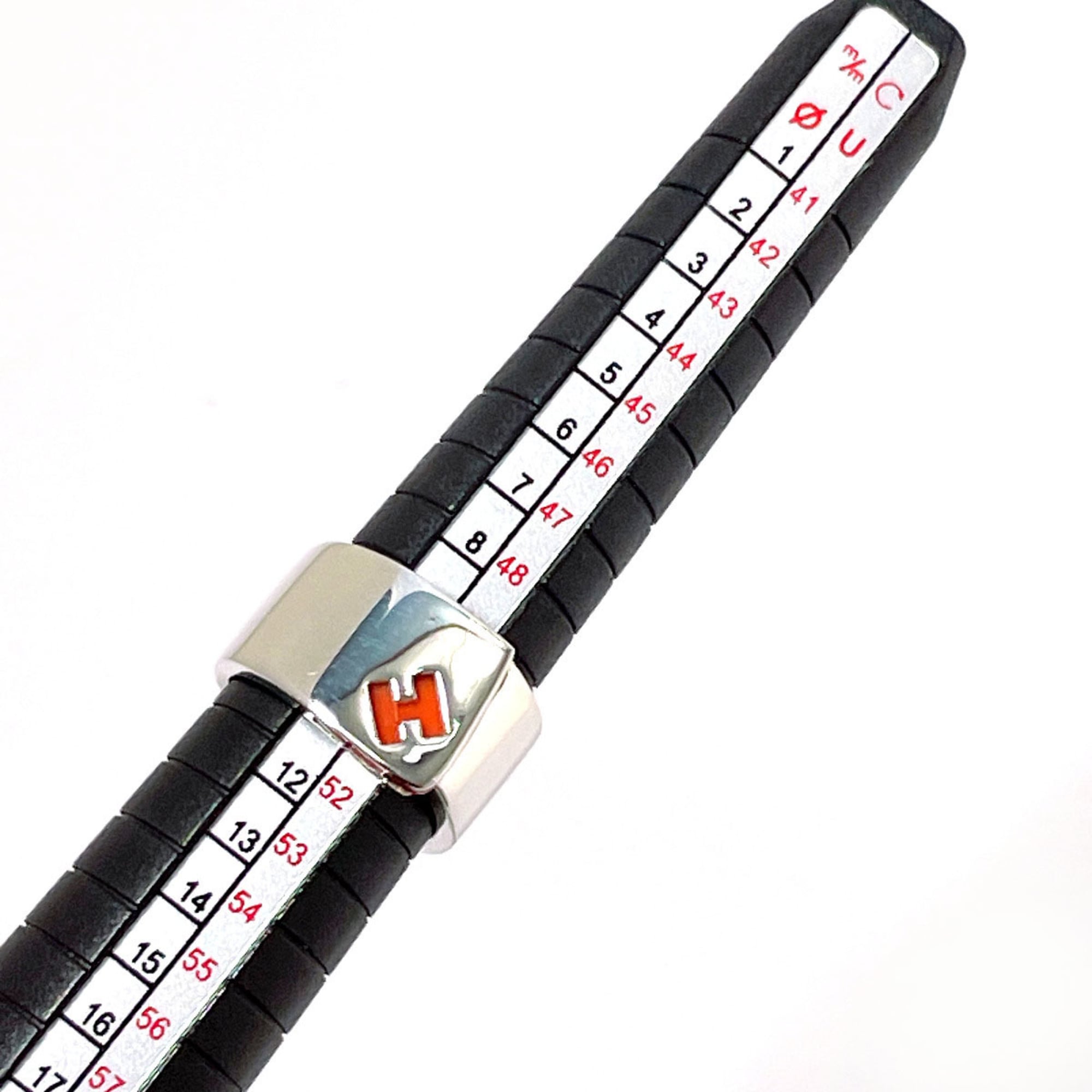 Hermes Silver Orange Silver 925 Band Ring (Pre-Owned)