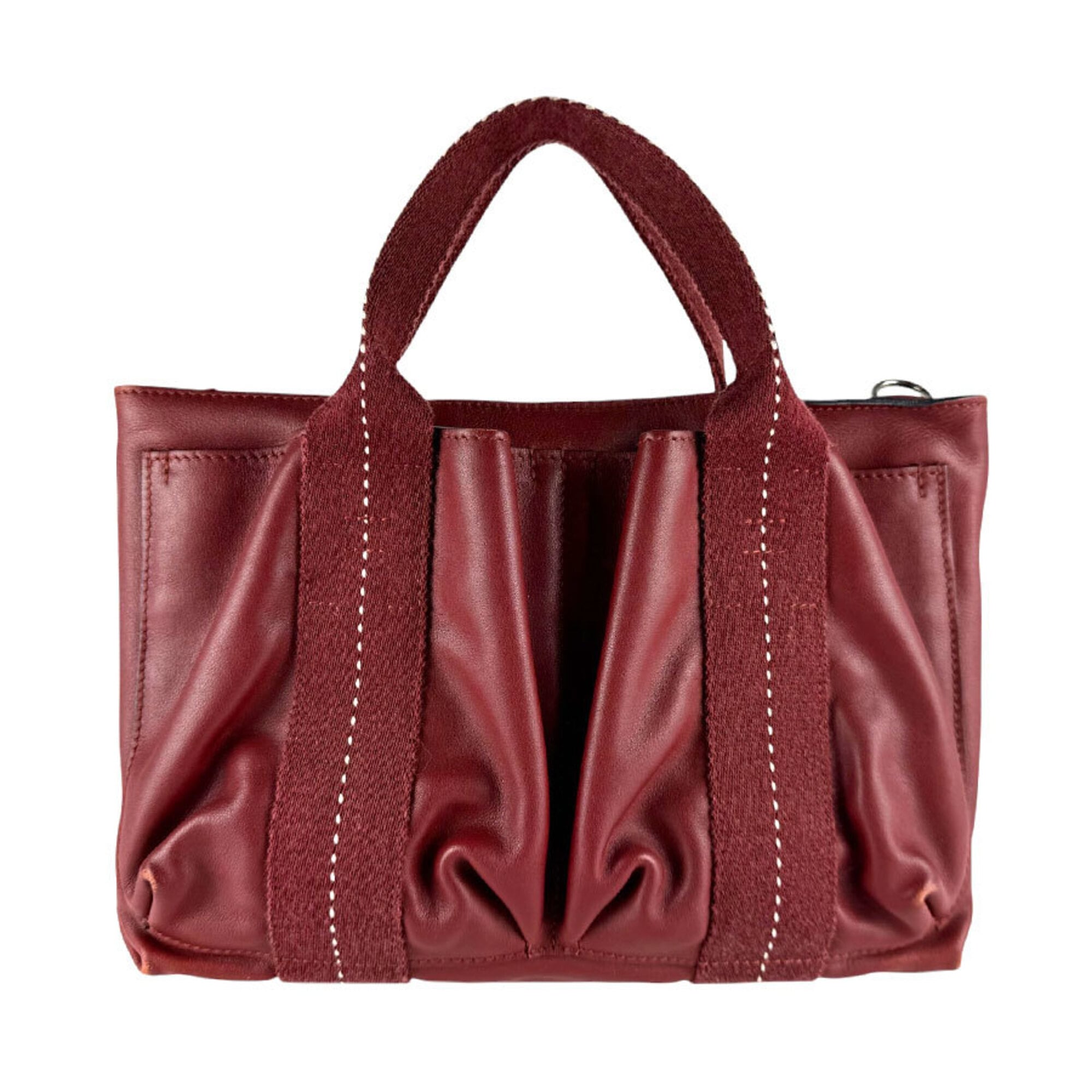 Hermes Dark Red Veau Derma Handbag (Pre-Owned)