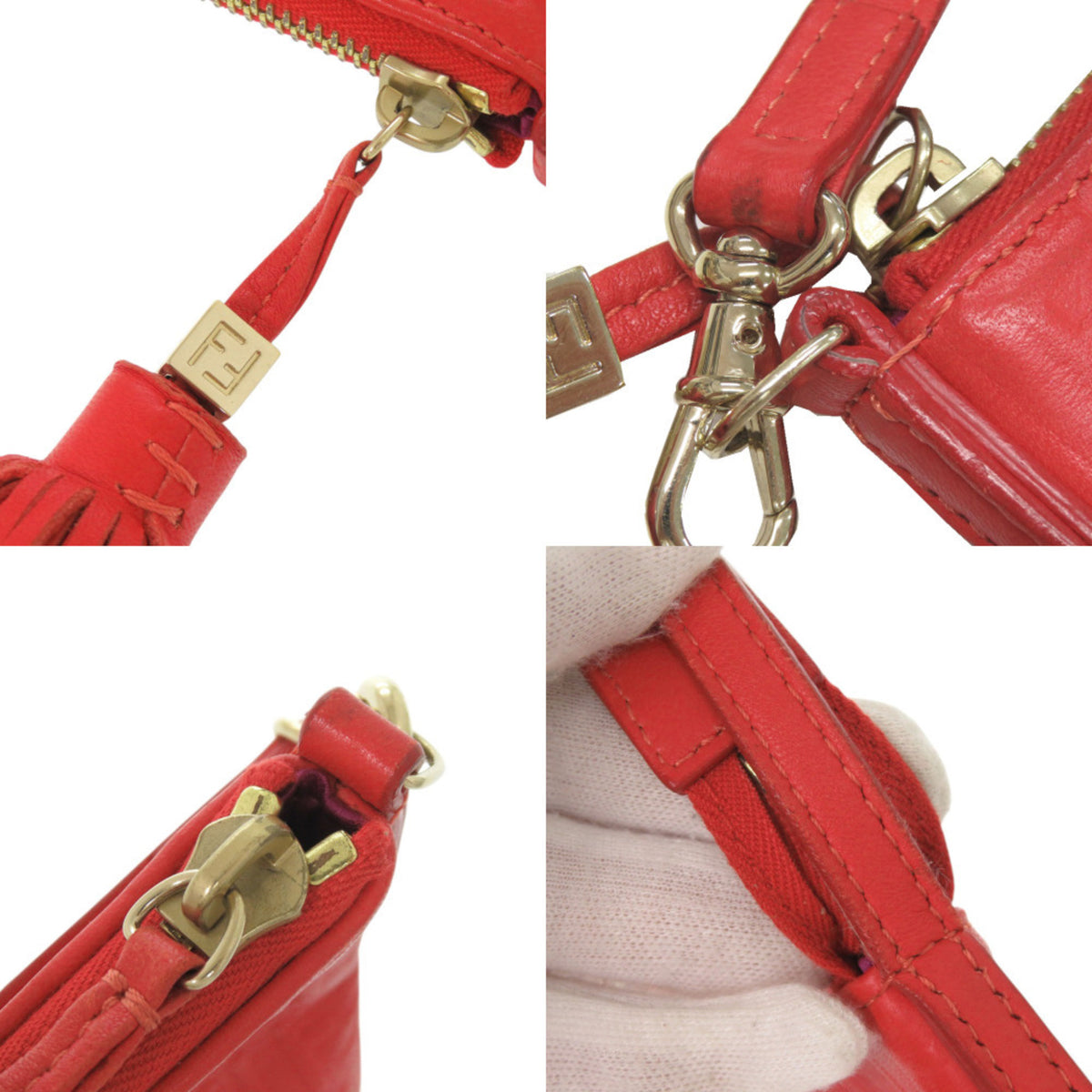 Fendi Red Color Leather Handbag (Pre-Owned)