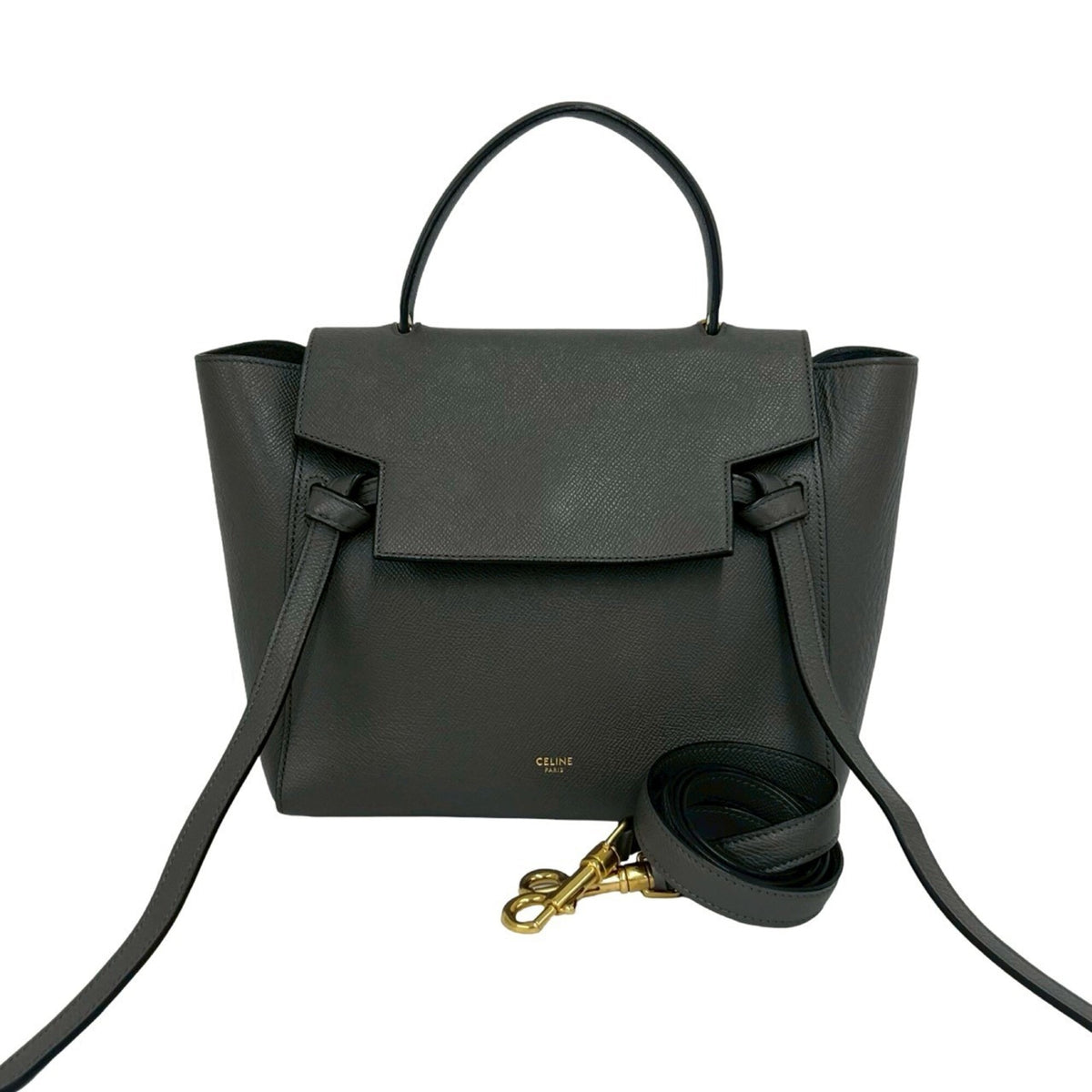 Celine Gray Leather Handbag Shoulder Bag Tote Bag (Pre-Owned)