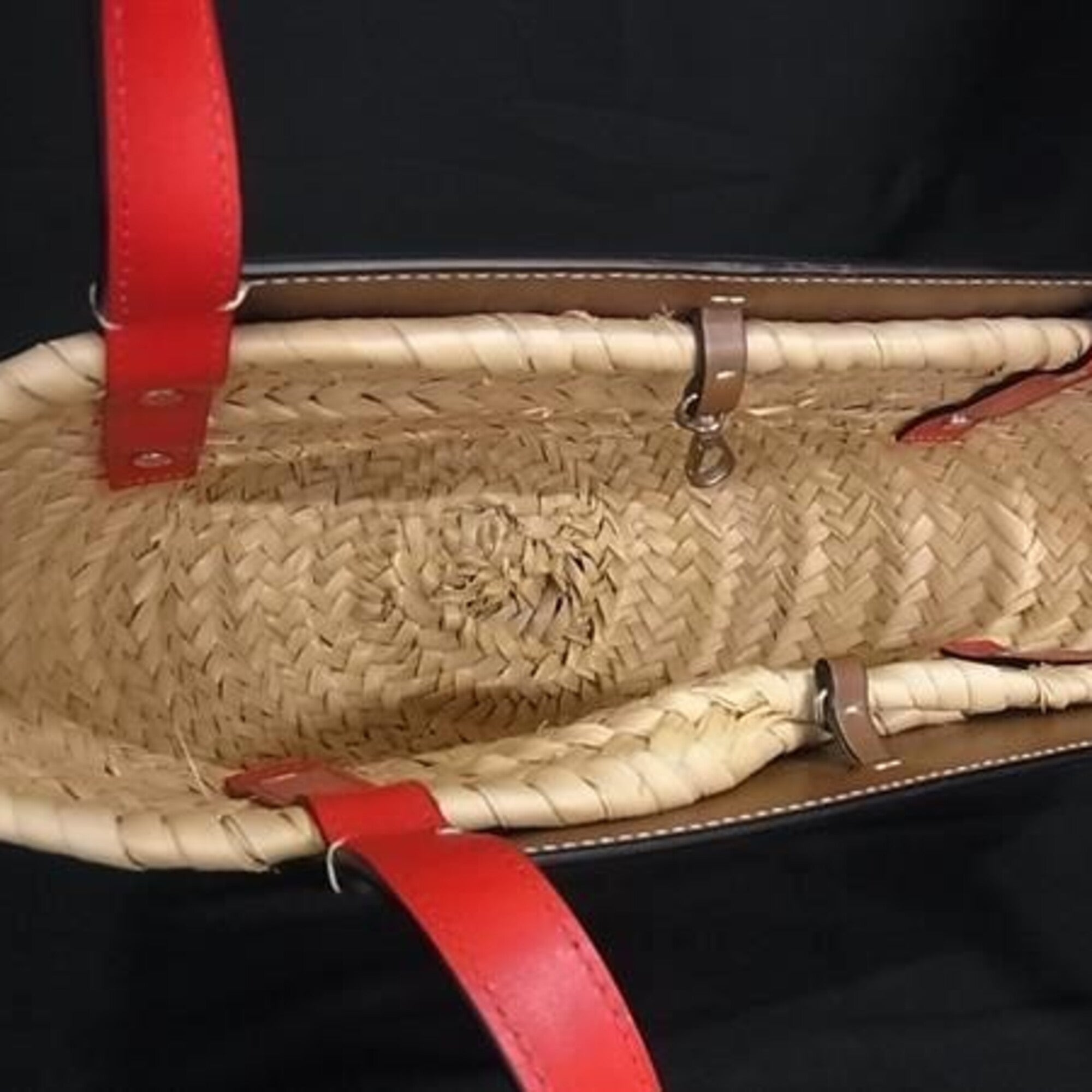 Christian Louboutin Raffia Leather Handbag Tote Bag (Pre-Owned)