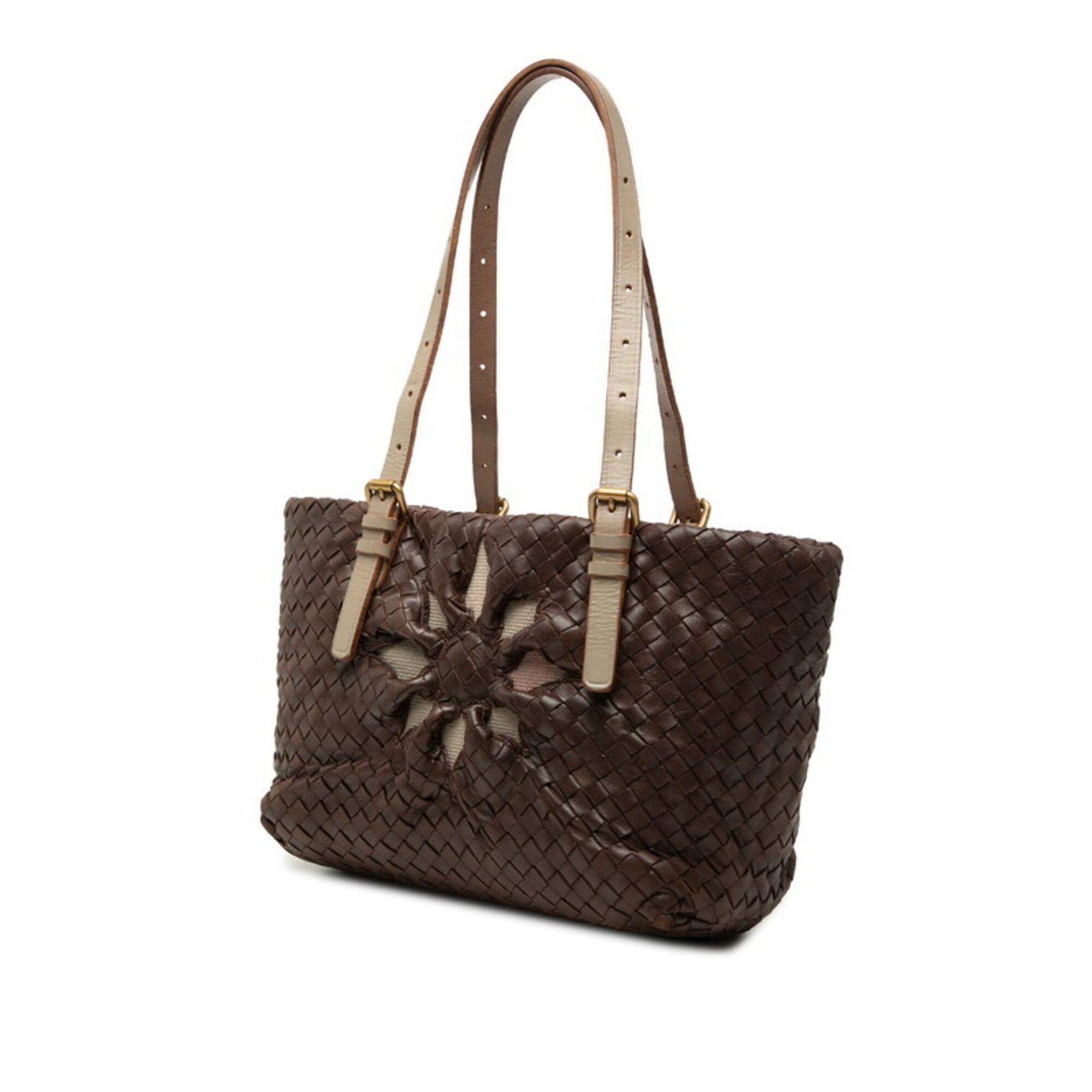 Bottega Veneta Brown Leather Shoulder Bag Tote Bag (Pre-Owned)