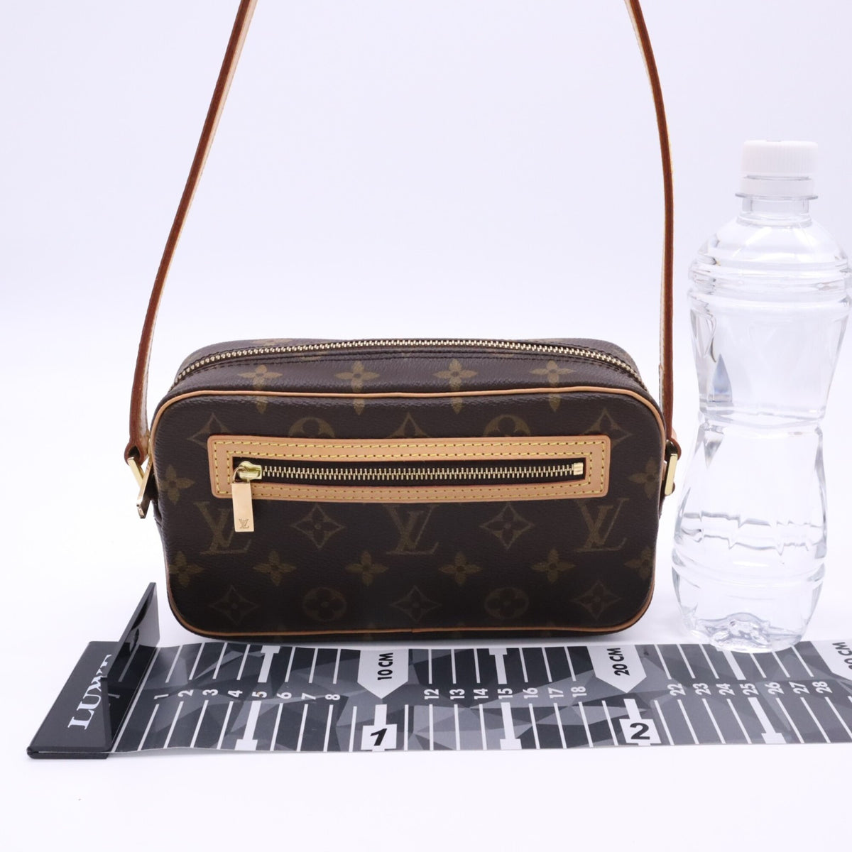 Louis Vuitton Beige Brown Coated Canvas Leather Pochette Shoulder Bag (Pre-Owned)