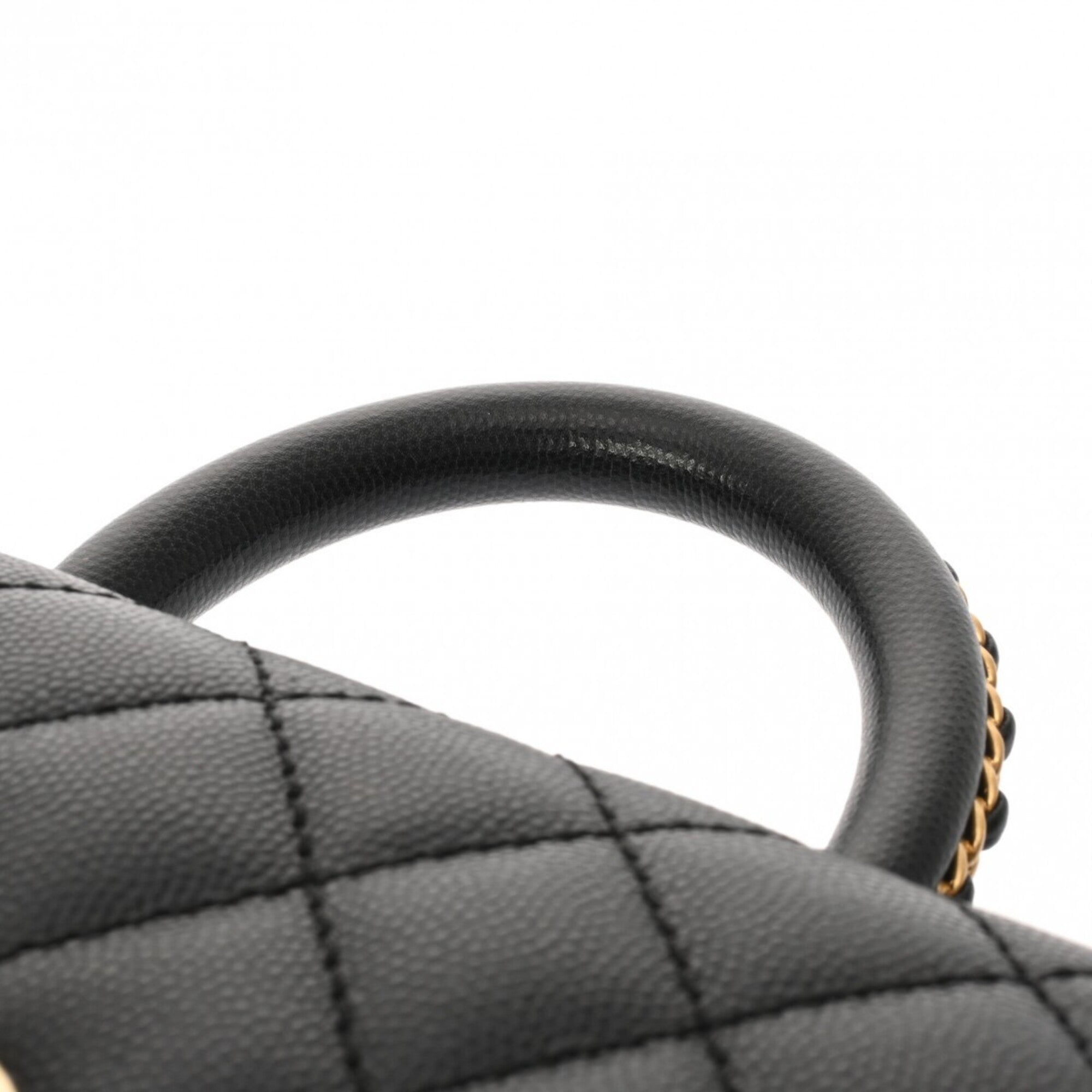 Chanel Black Grained Calfskin Handbag (Pre-Owned)