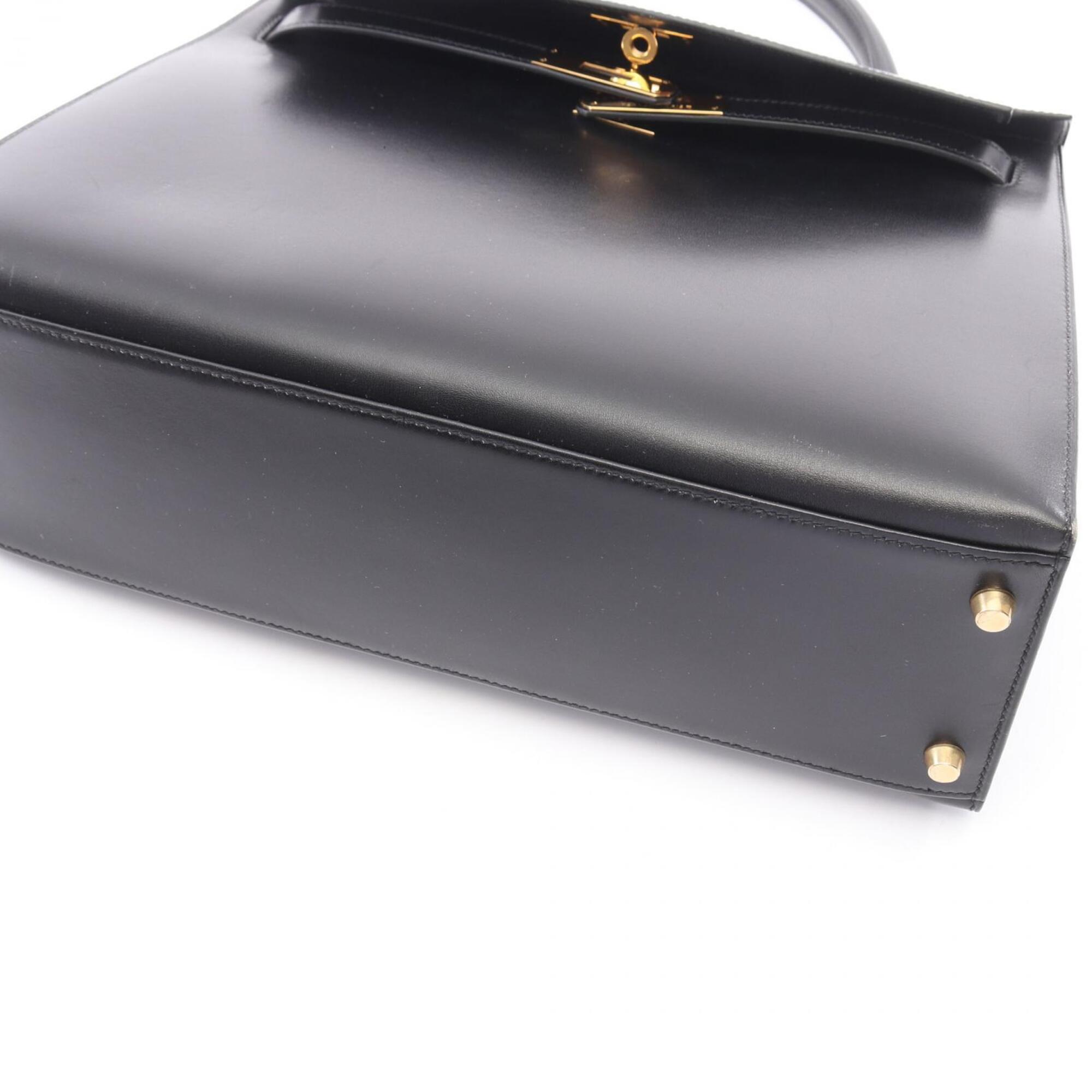 Hermes Black Box Calf Leather Handbag (Pre-Owned)