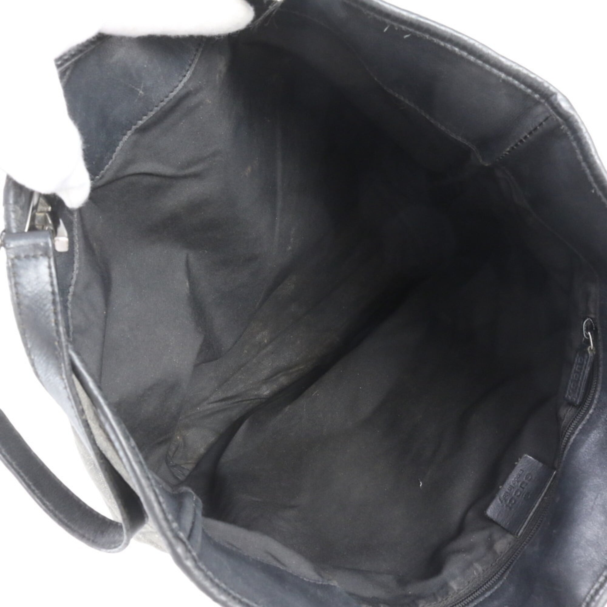 Gucci Black Leather Canvas Handbag Shoulder Bag Tote Bag (Pre-Owned)