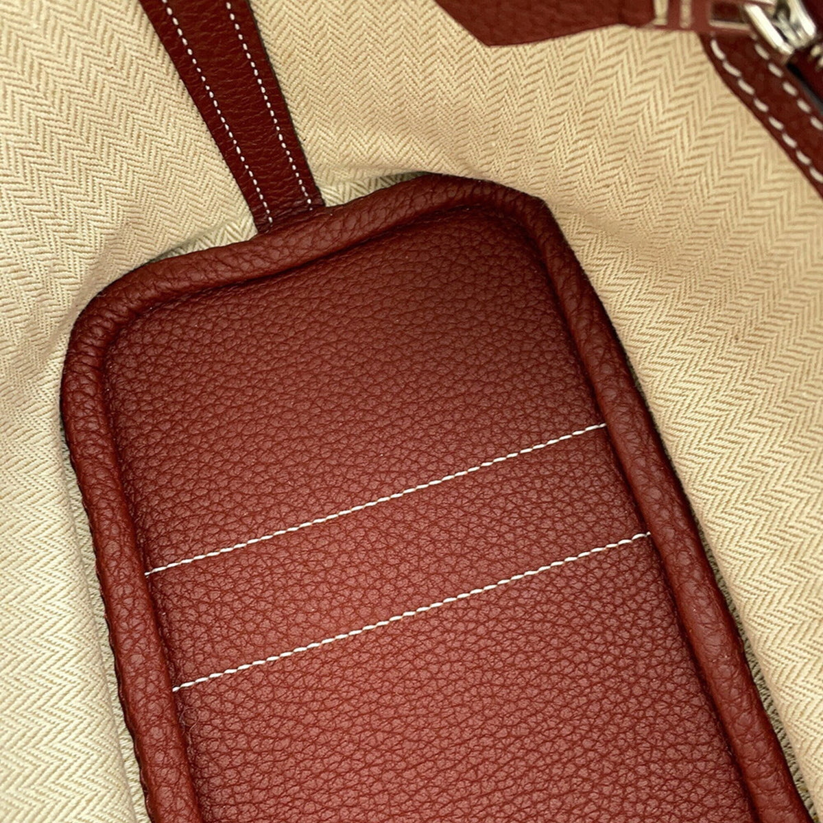 Hermes Garden Rouge H Negonda Leather Handbag Tote Bag (Pre-Owned)