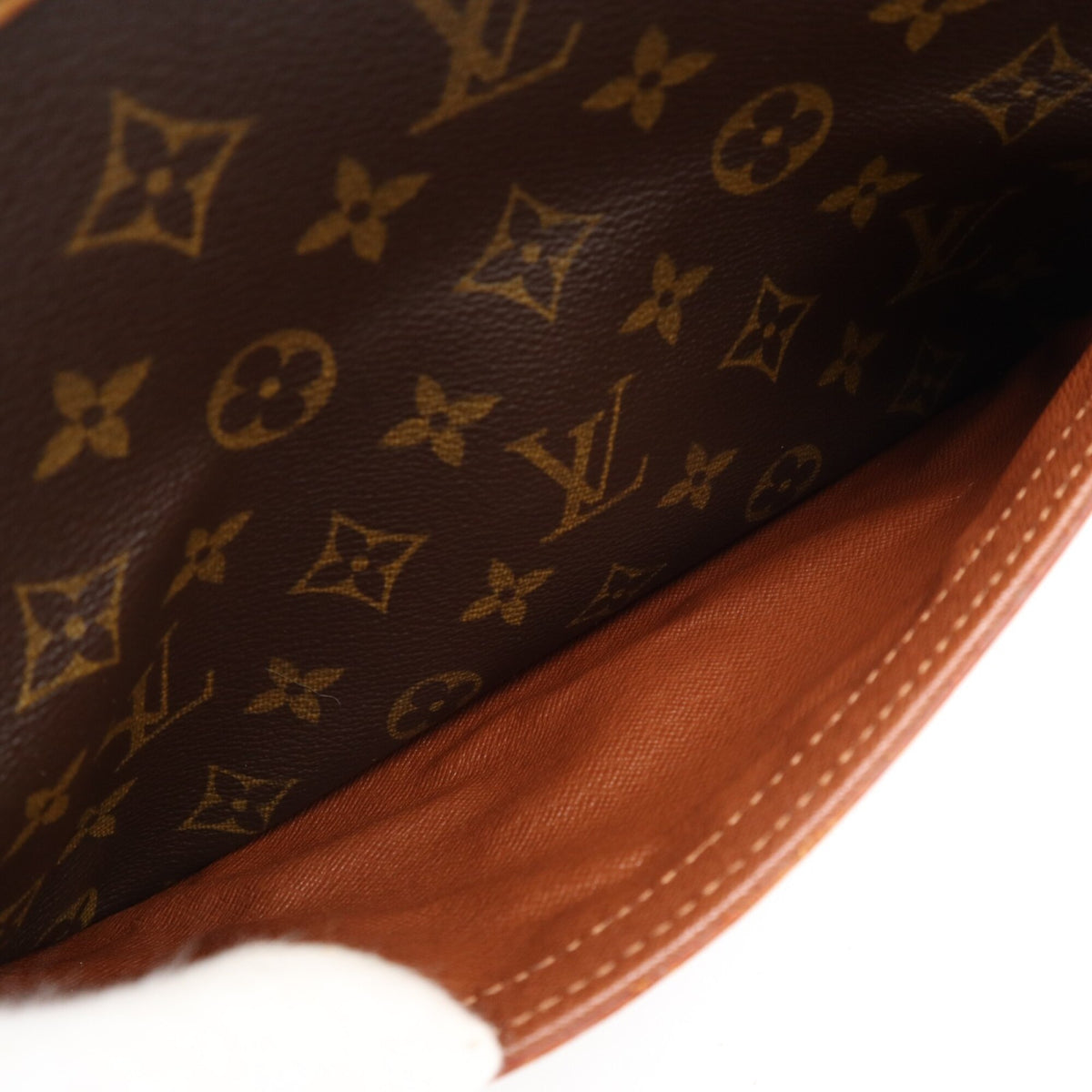 Louis Vuitton Beige Brown Monogram Coated Canvas Leather Shoulder Bag (Pre-Owned)