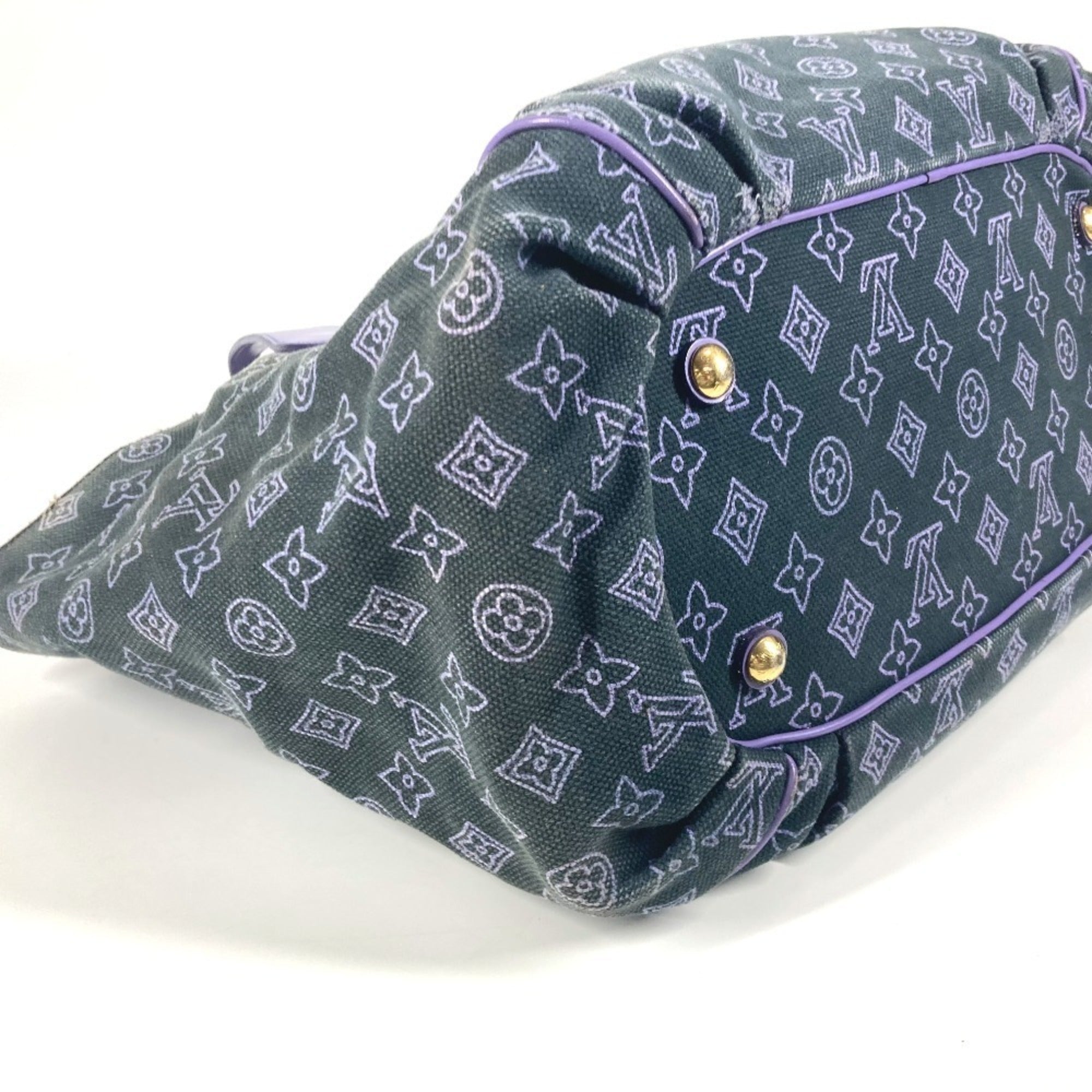 Louis Vuitton Purple Leather Canvas Shoulder Bag Tote Bag (Pre-Owned)