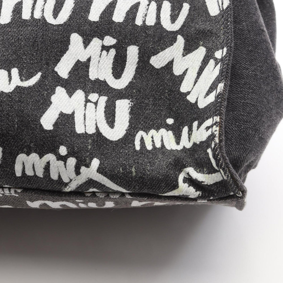 Miu Miu Gray White Canvas Handbag Tote Bag (Pre-Owned)