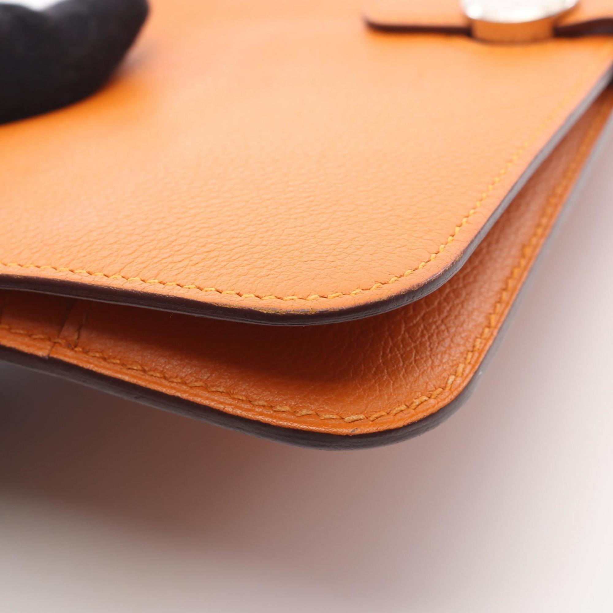 Hermes Orange Leather Long Wallet (Bi-Fold) (Pre-Owned)