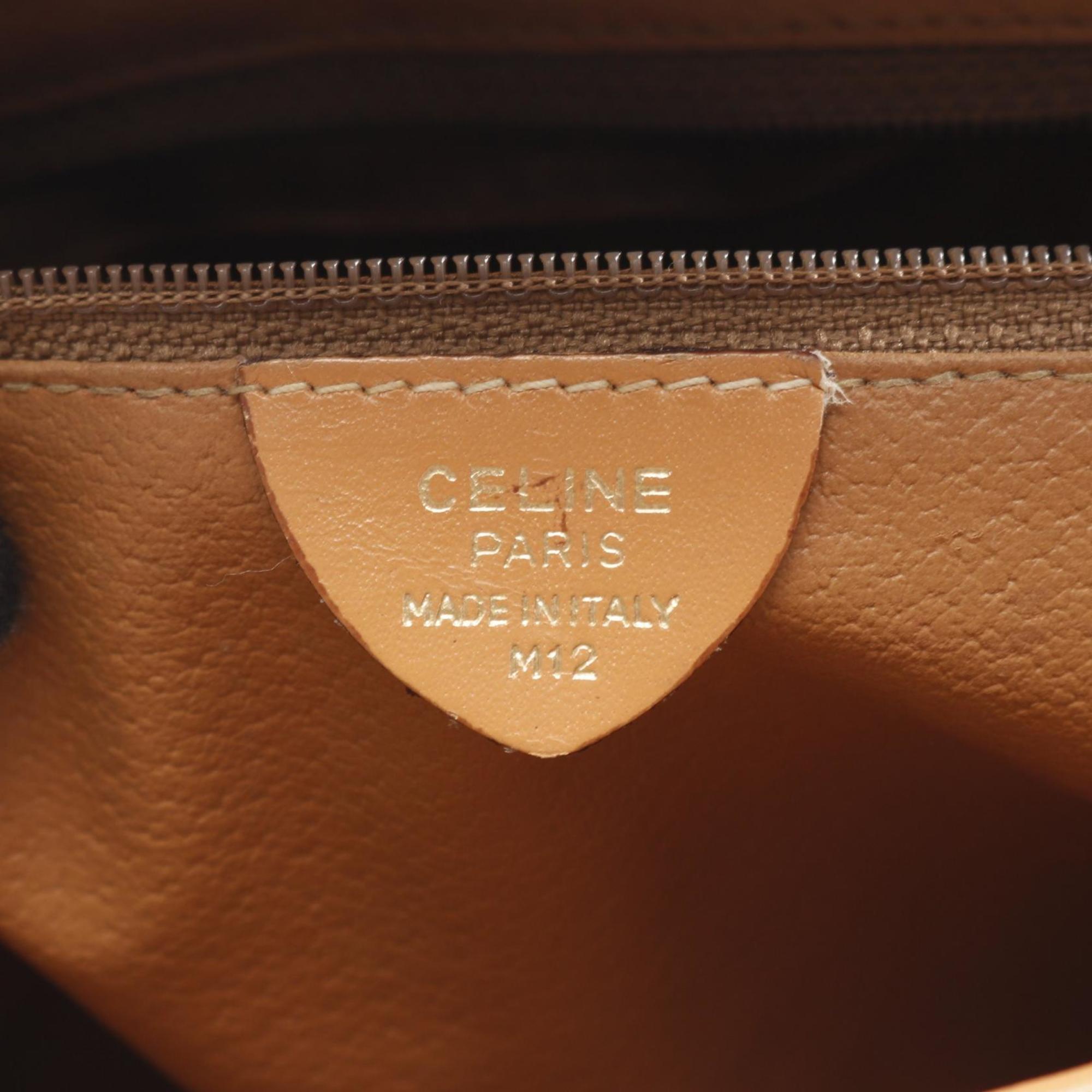 Celine Beige Brown Coated Canvas Shoulder Bag (Pre-Owned)
