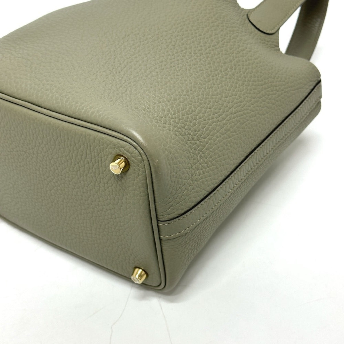 Hermes Picotin Gray Taurillon Clemence Leather Handbag (Pre-Owned)