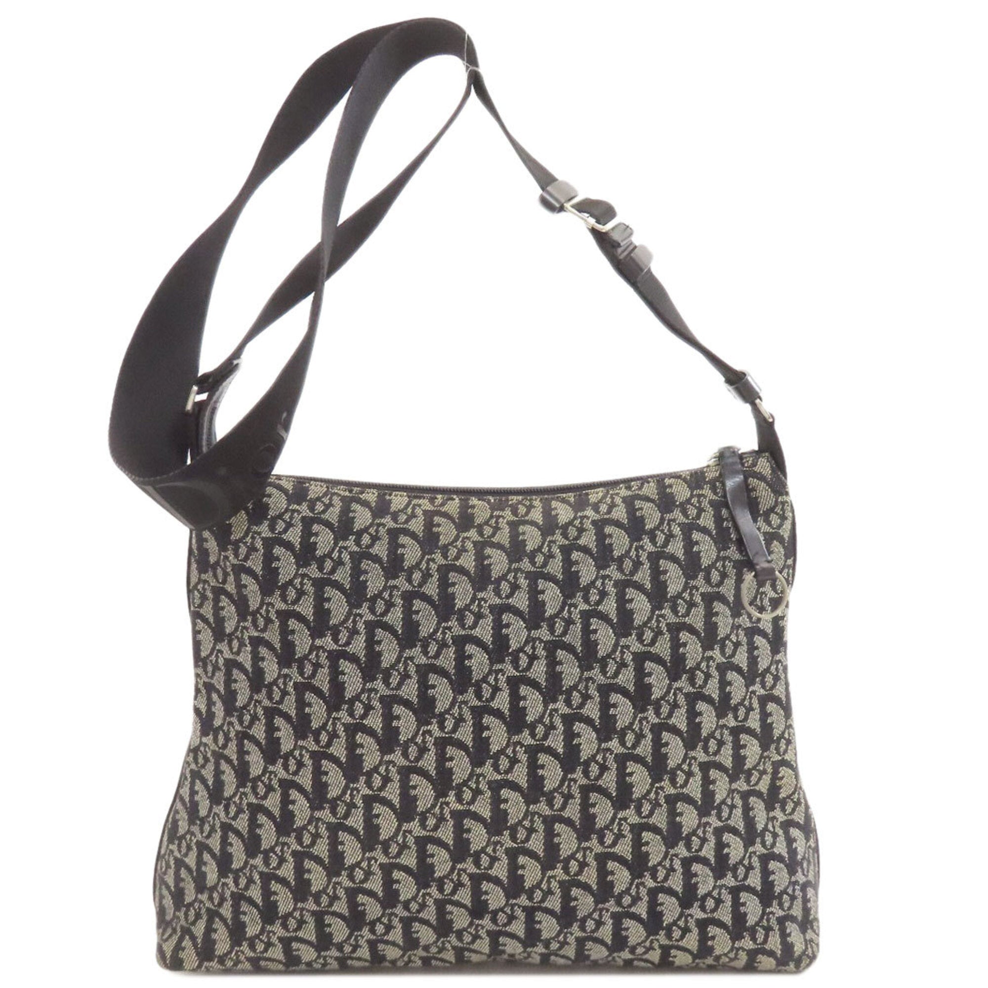 Christian Dior Black Gray Canvas Shoulder Bag (Pre-Owned)