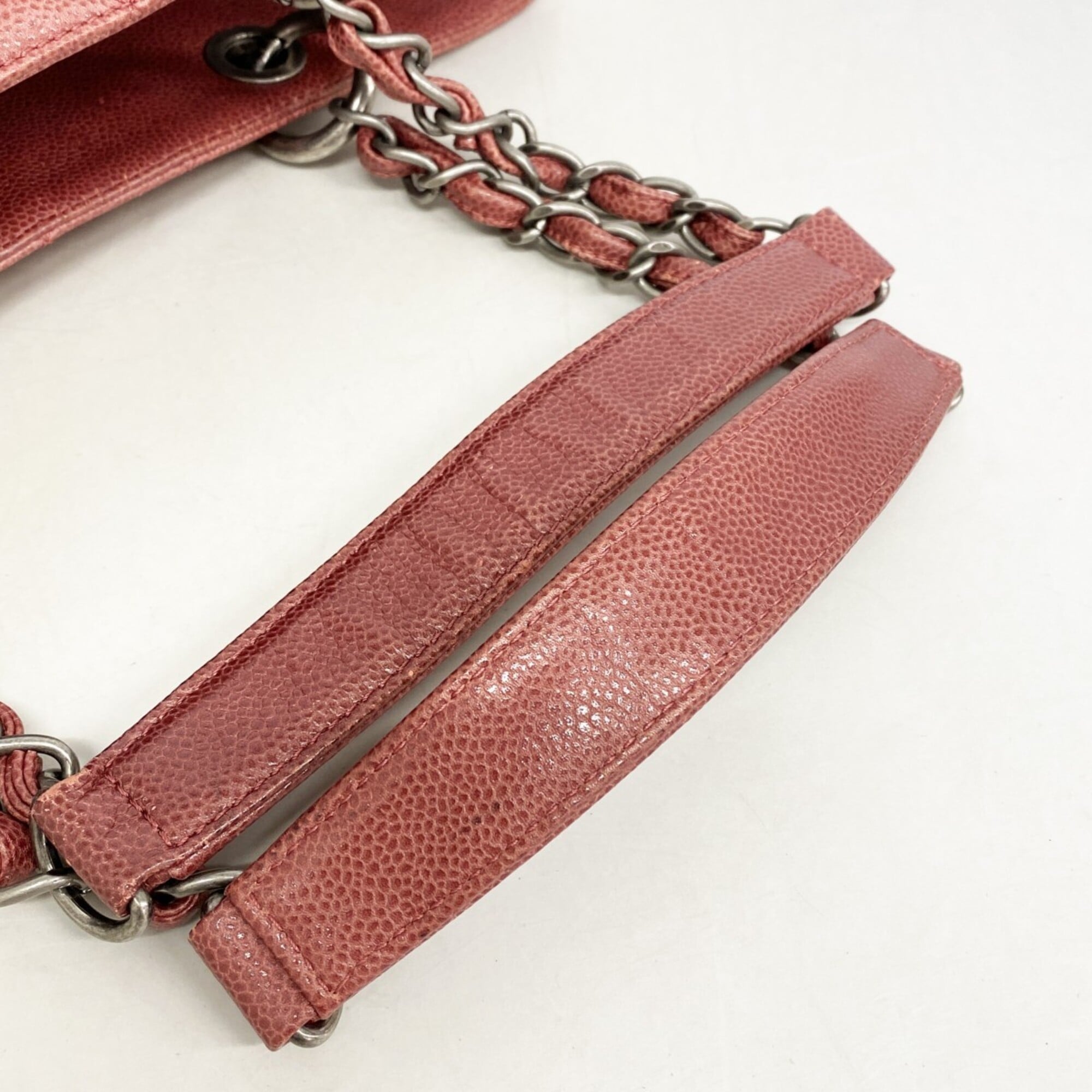 Chanel Red Color Grained Calfskin Tote Bag (Pre-Owned)