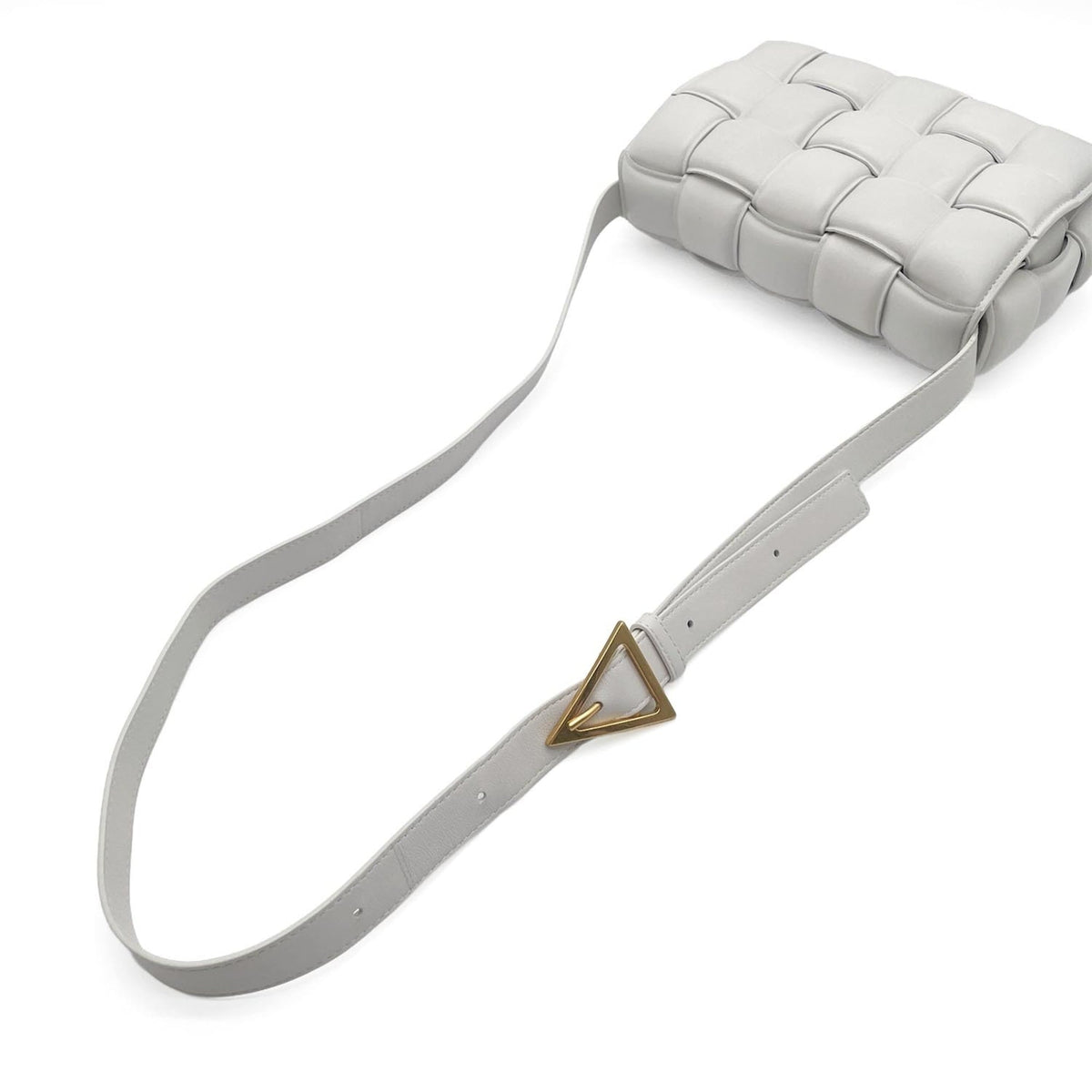 Bottega Veneta Gold White Leather Shoulder Bag (Pre-Owned)
