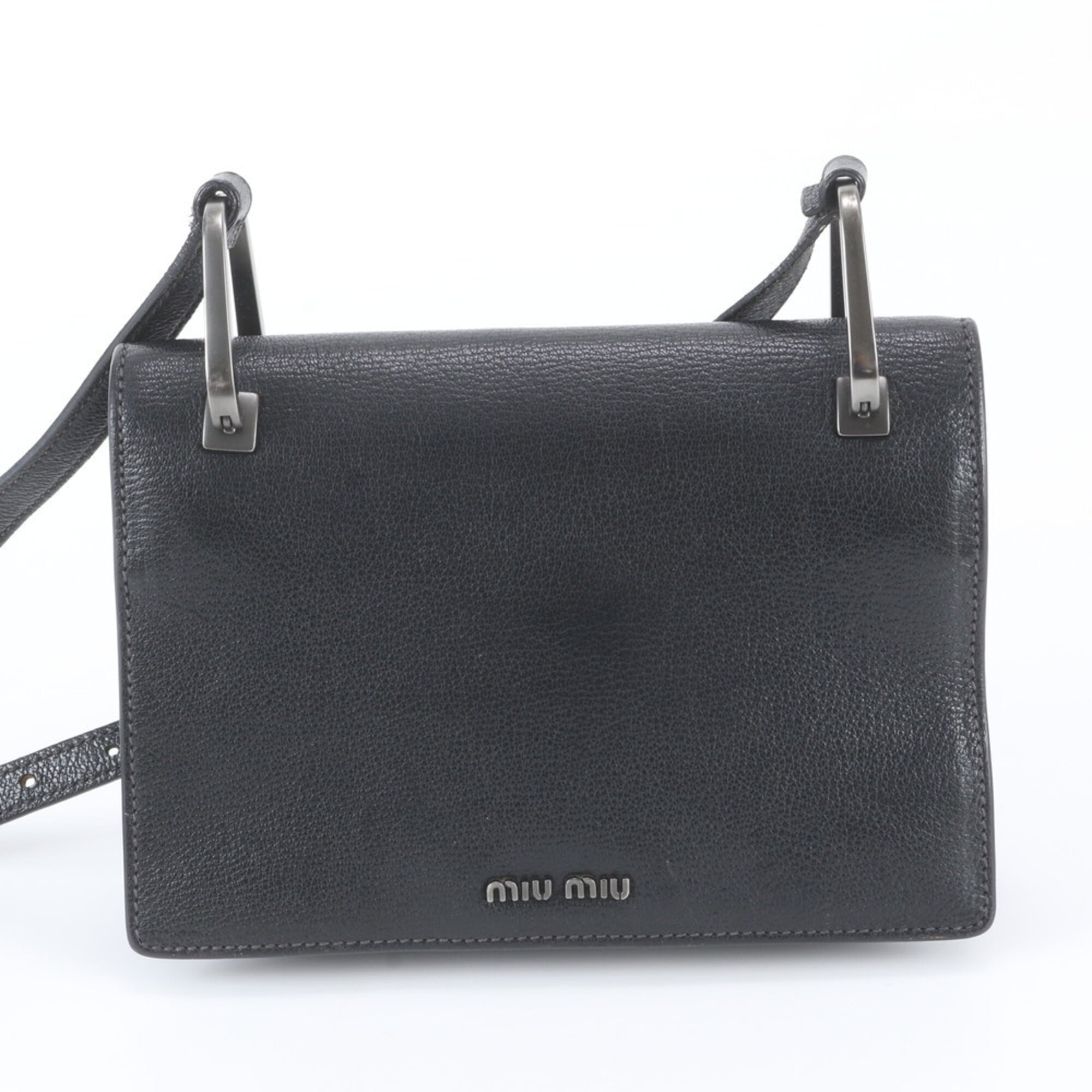 Miu Miu Black Leather Crossbody Bag Handbag Shoulder Bag Tote Bag (Pre-Owned)