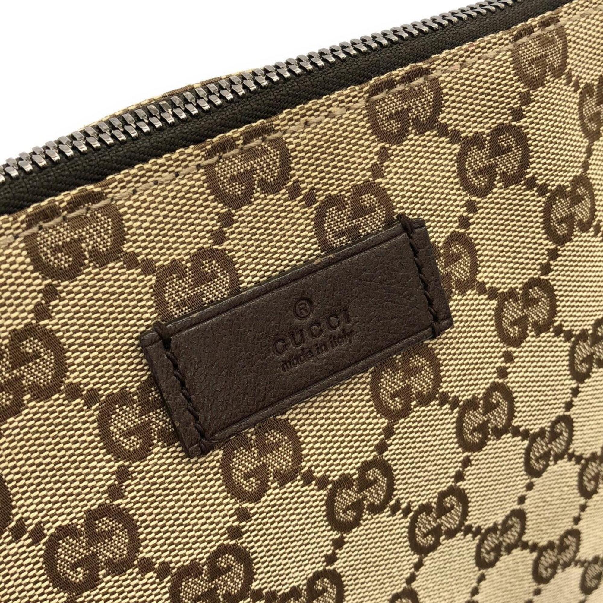 Gucci Beige Dark Brown Gg Canvas Shoulder Bag (Pre-Owned)