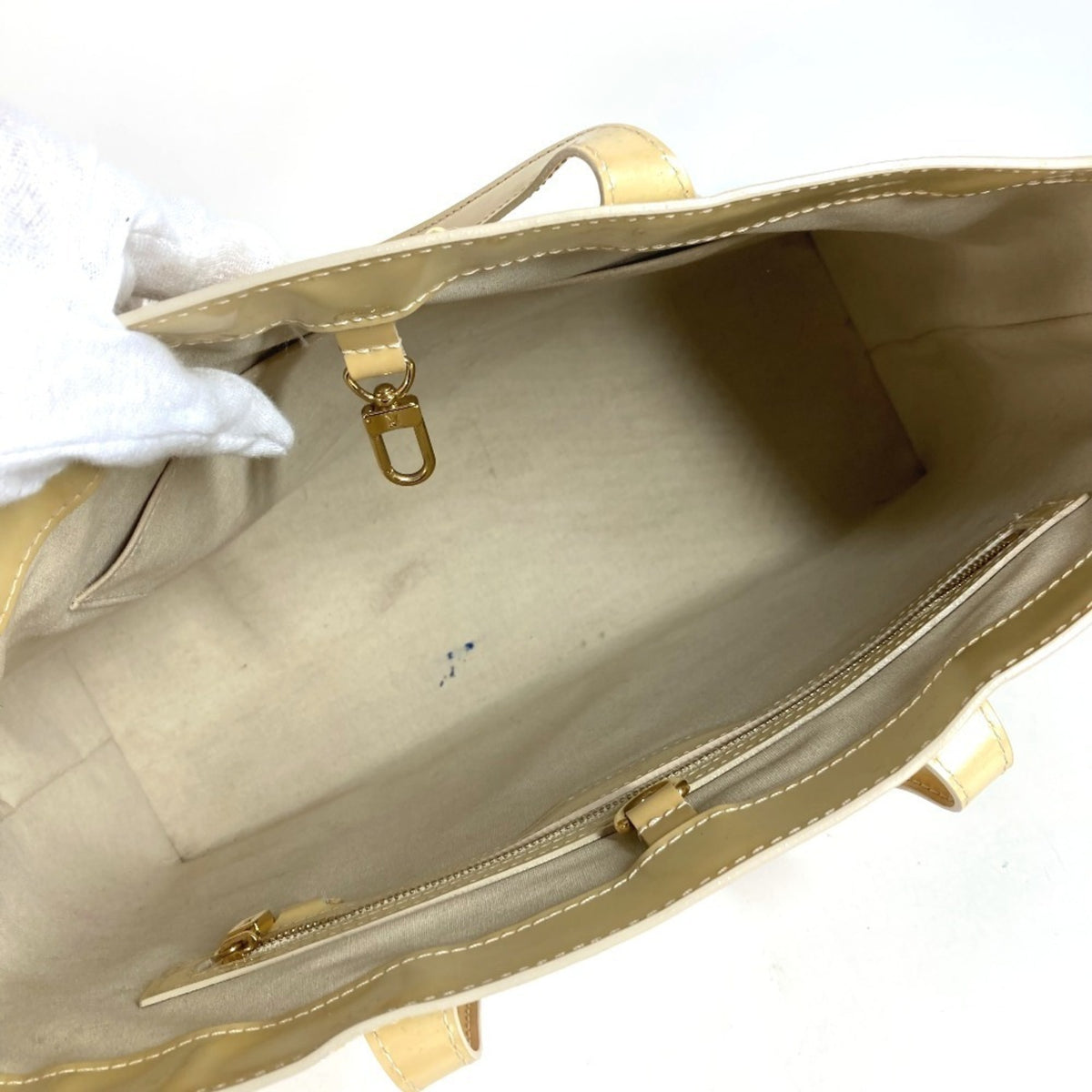 Louis Vuitton Beige Monogram Vernis Handbag Shoulder Bag Tote Bag (Pre-Owned)
