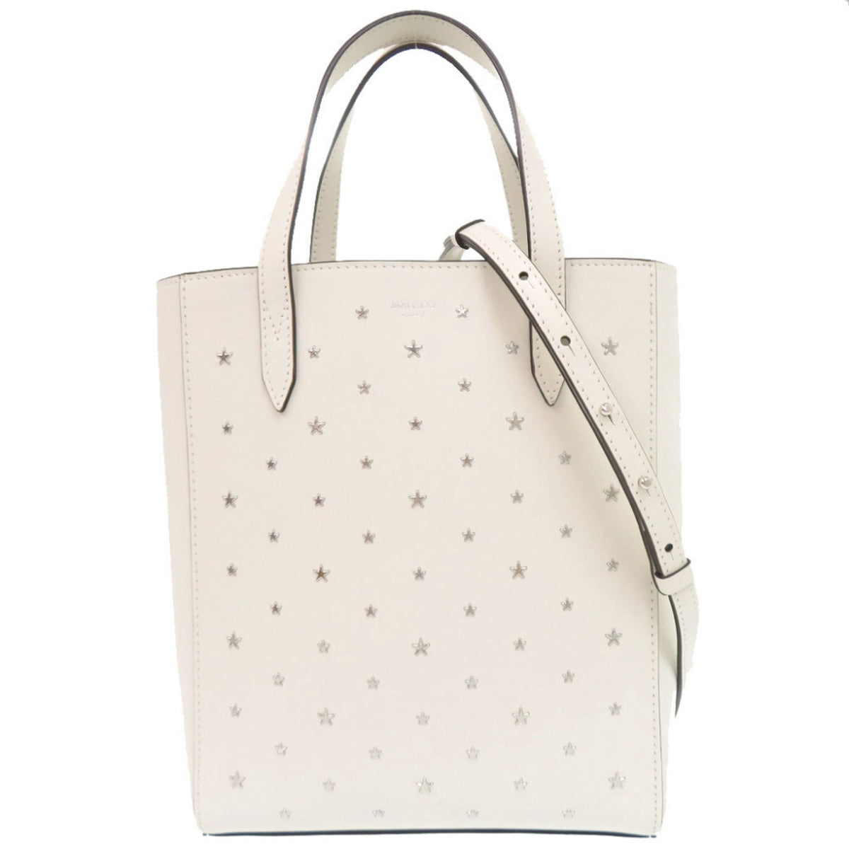 Jimmy Choo White Leather Handbag Shoulder Bag Tote Bag (Pre-Owned)
