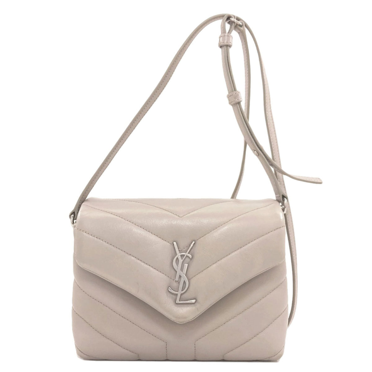 Yves Saint Laurent Light Gray Leather Shoulder Bag (Pre-Owned)