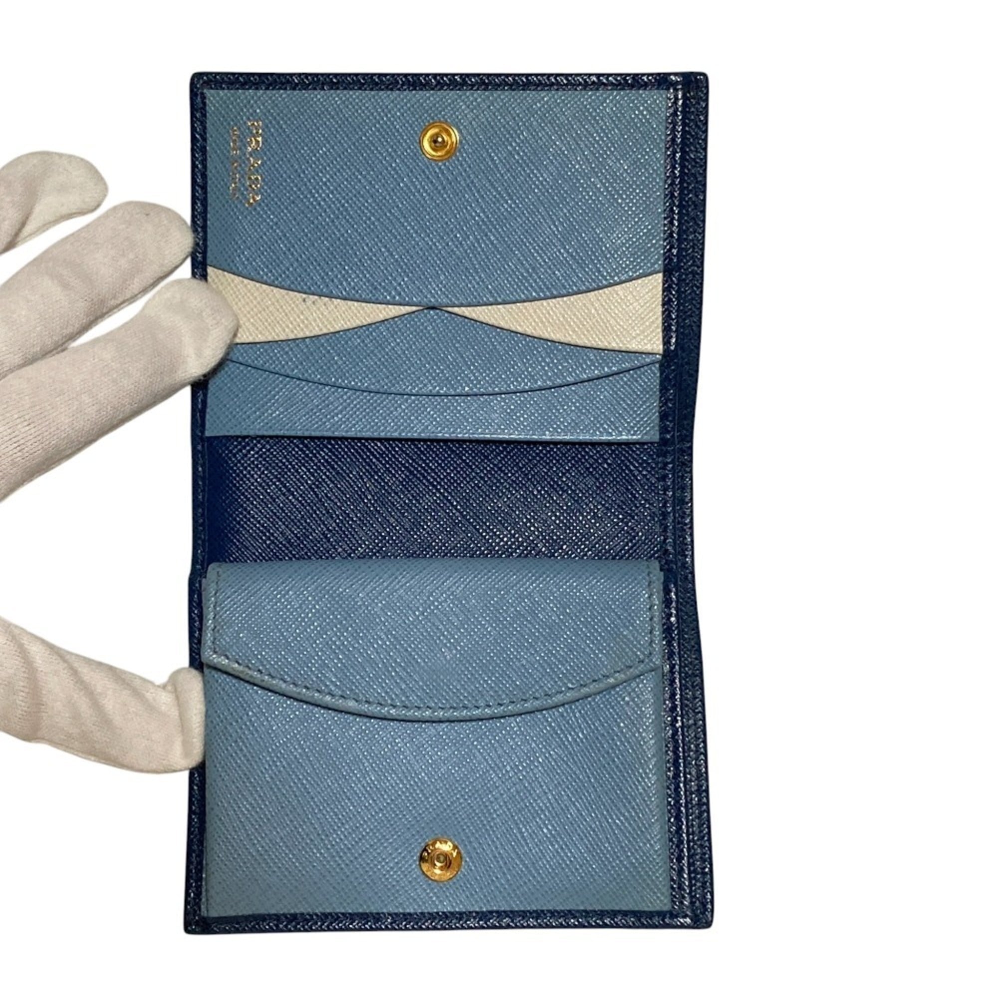 Prada Blue Leather Wallet (Bi-Fold) (Pre-Owned)