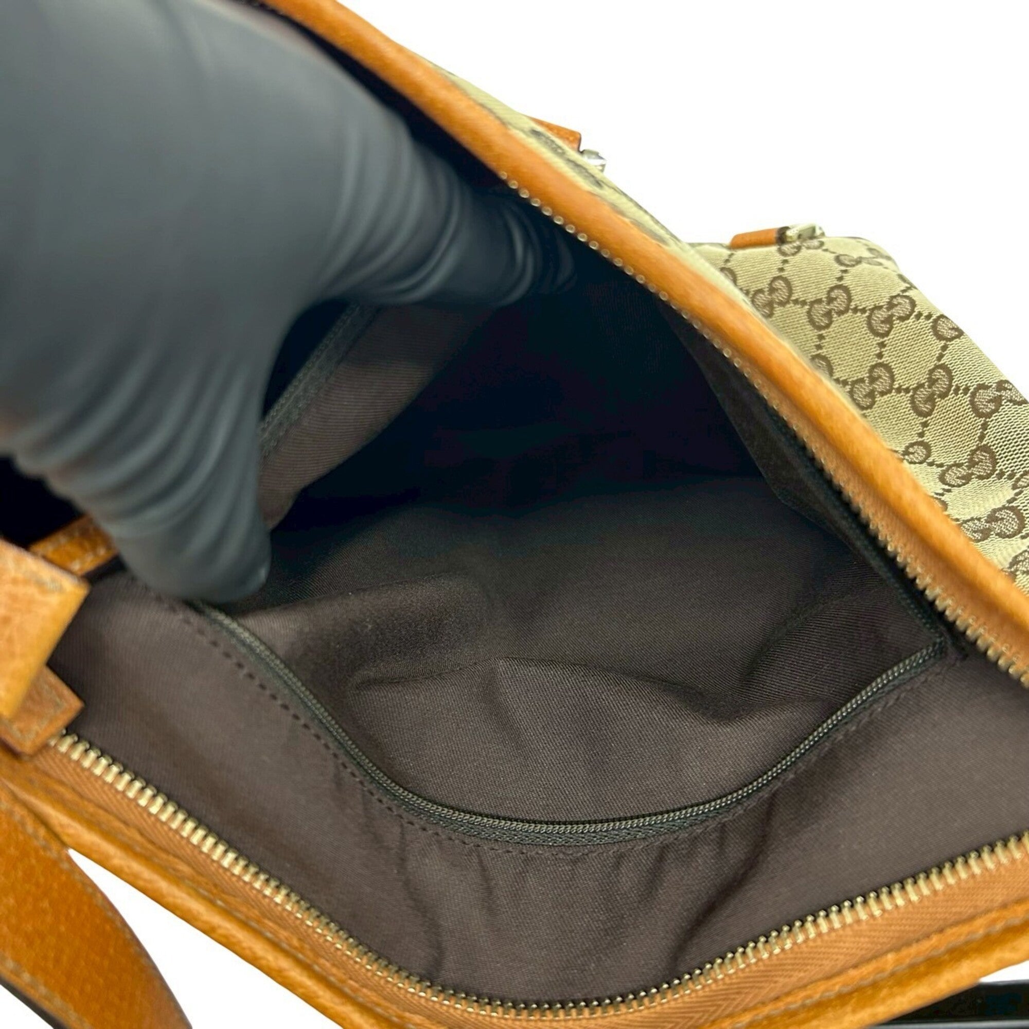 Gucci Brown Canvas Leather Shoulder Bag Tote Bag (Pre-Owned)