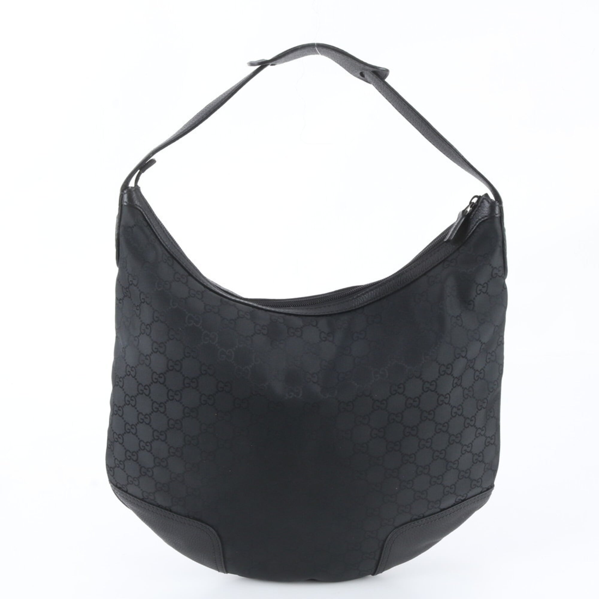 Gucci Black Nylon Leather Handbag Shoulder Bag Tote Bag (Pre-Owned)