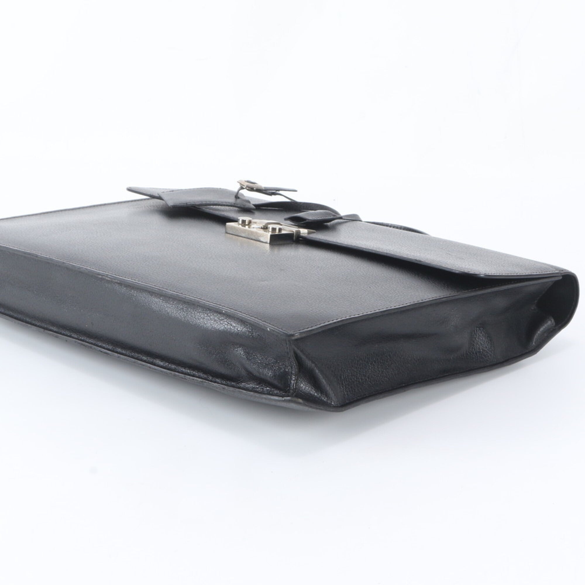 Salvatore Ferragamo Black Leather Briefcase Handbag (Pre-Owned)