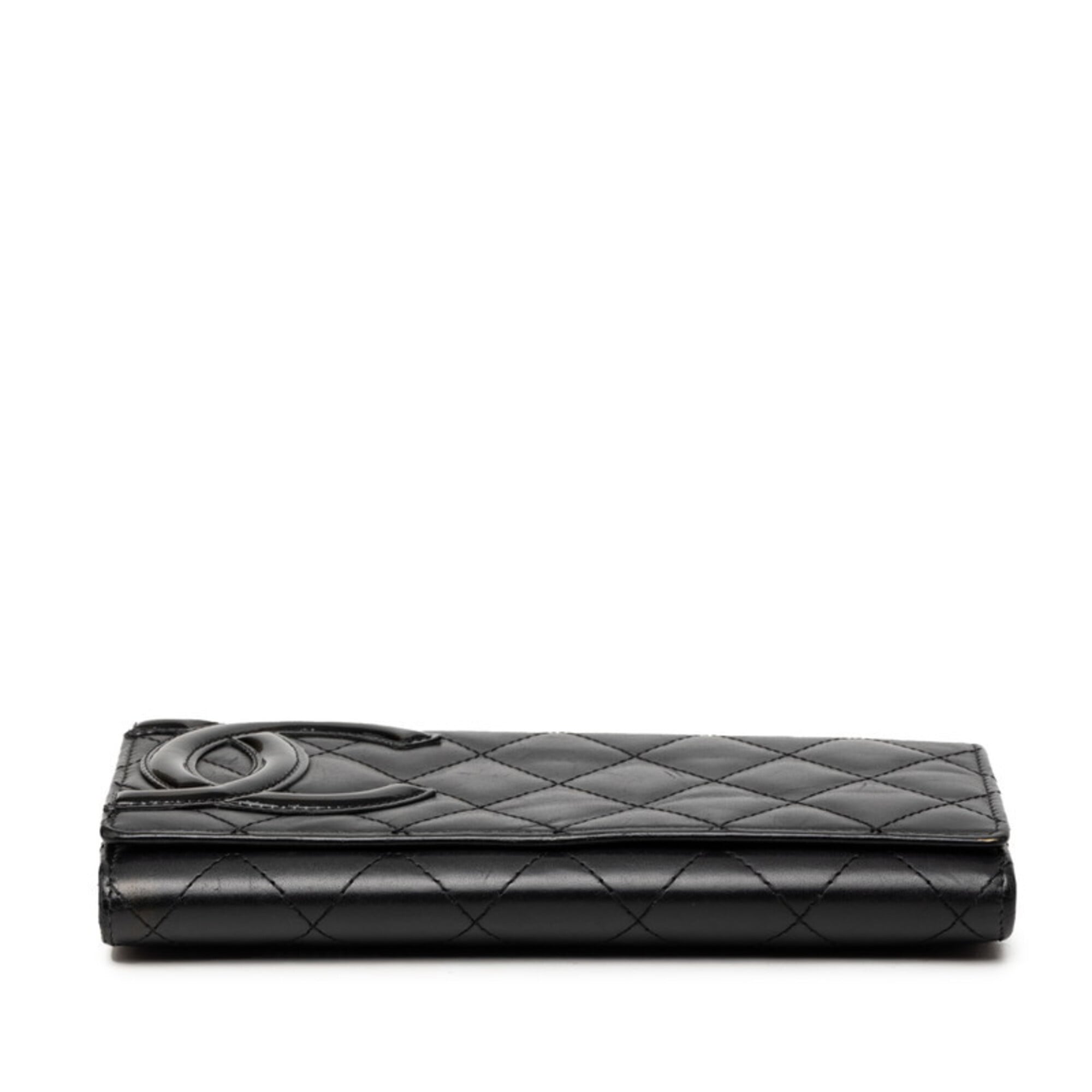 Chanel Black Pink Leather Long Wallet (Bi-Fold) (Pre-Owned)