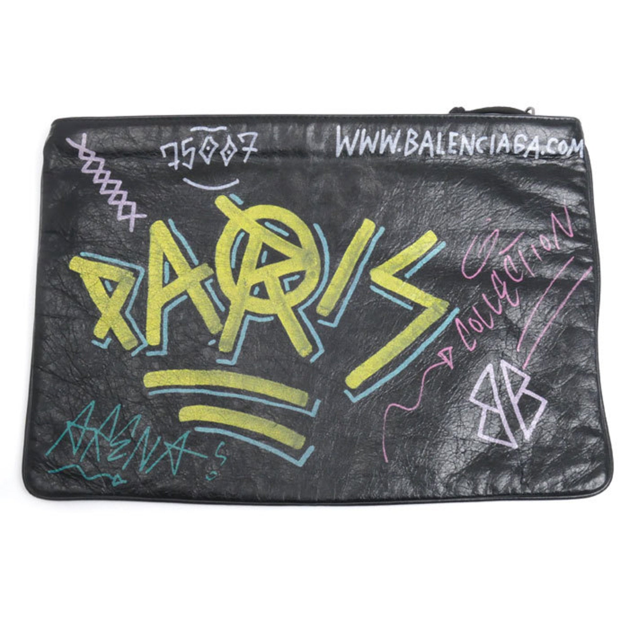Balenciaga Black Leather Clutch Bag (Pre-Owned)