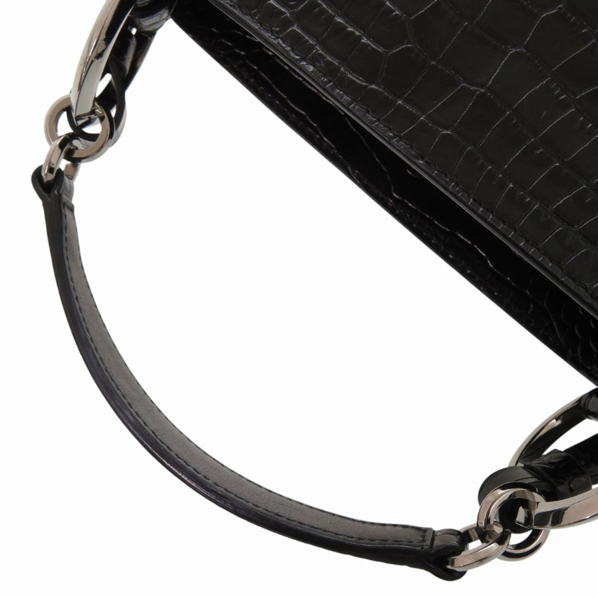 Jimmy Choo Black Leather Metal Handbag Shoulder Bag (Pre-Owned)