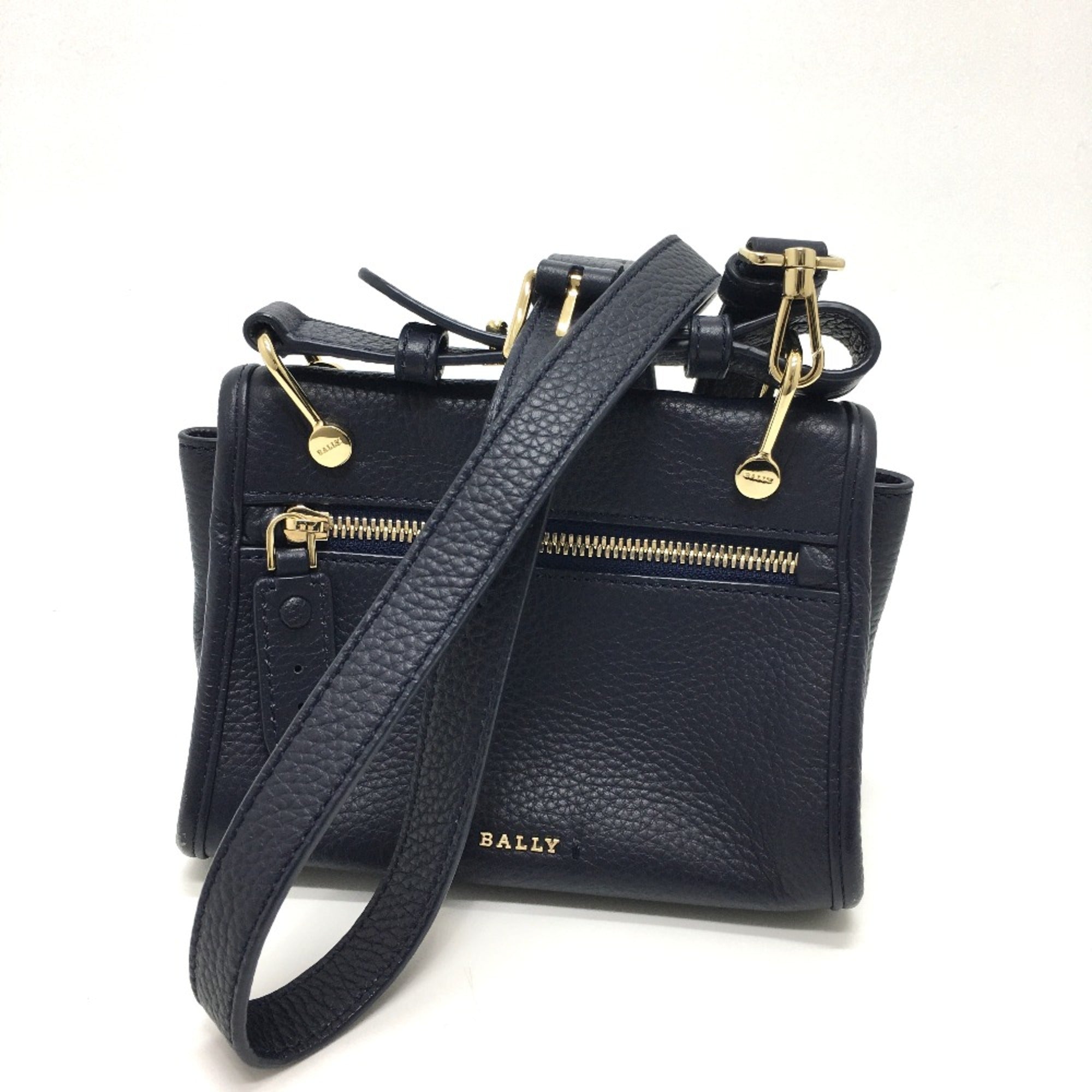 Bally Navy Leather Shoulder Bag (Pre-Owned)