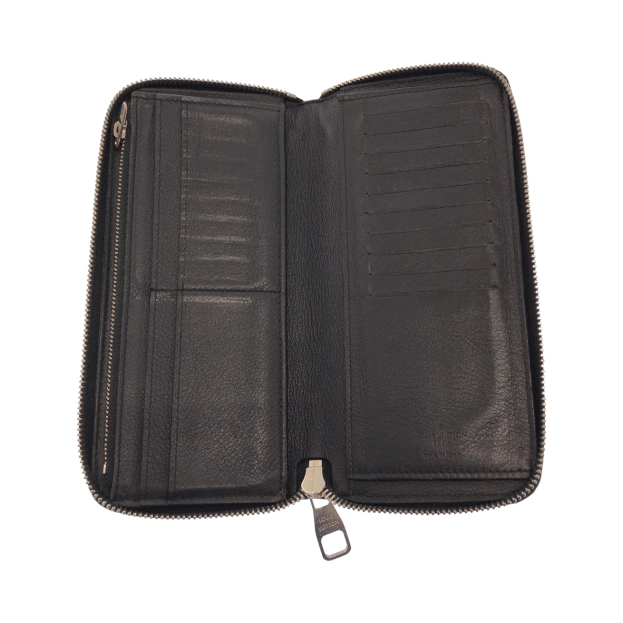 Louis Vuitton Black Leather Long Wallet (Bi-Fold) (Pre-Owned)