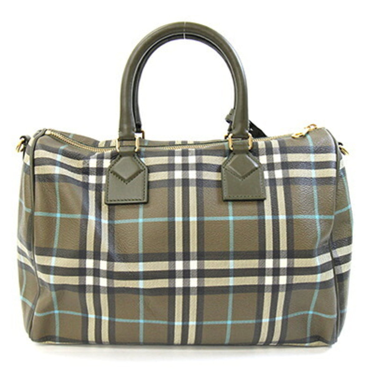 Burberry Green Olive Pvc Leather Handbag (Pre-Owned)