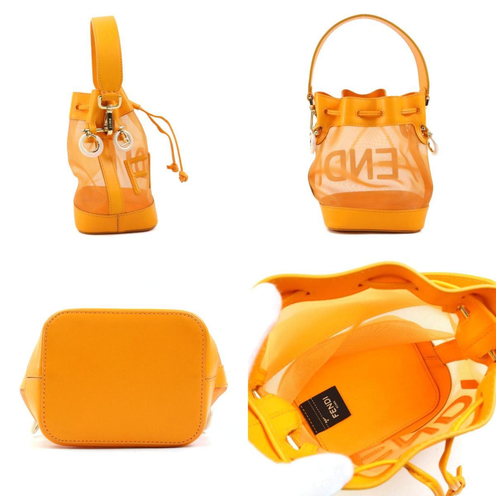 Fendi Orange Leather Mesh Handbag Shoulder Bag (Pre-Owned)