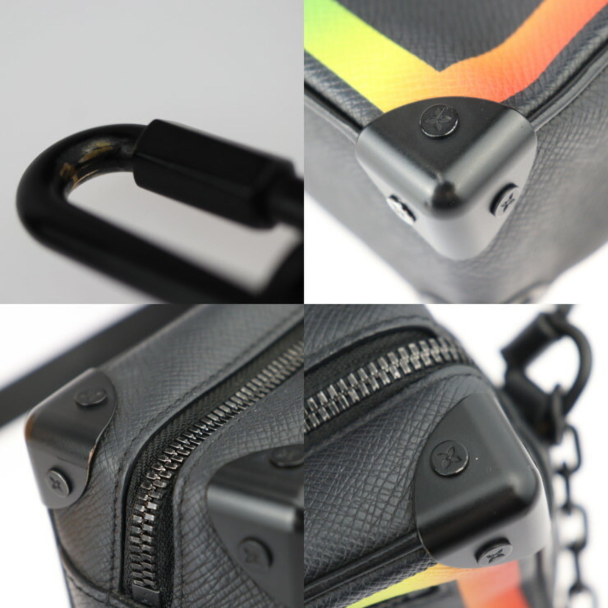 Louis Vuitton Black Multi-Color Taiga Leather Handbag Pochette Shoulder Bag (Pre-Owned)