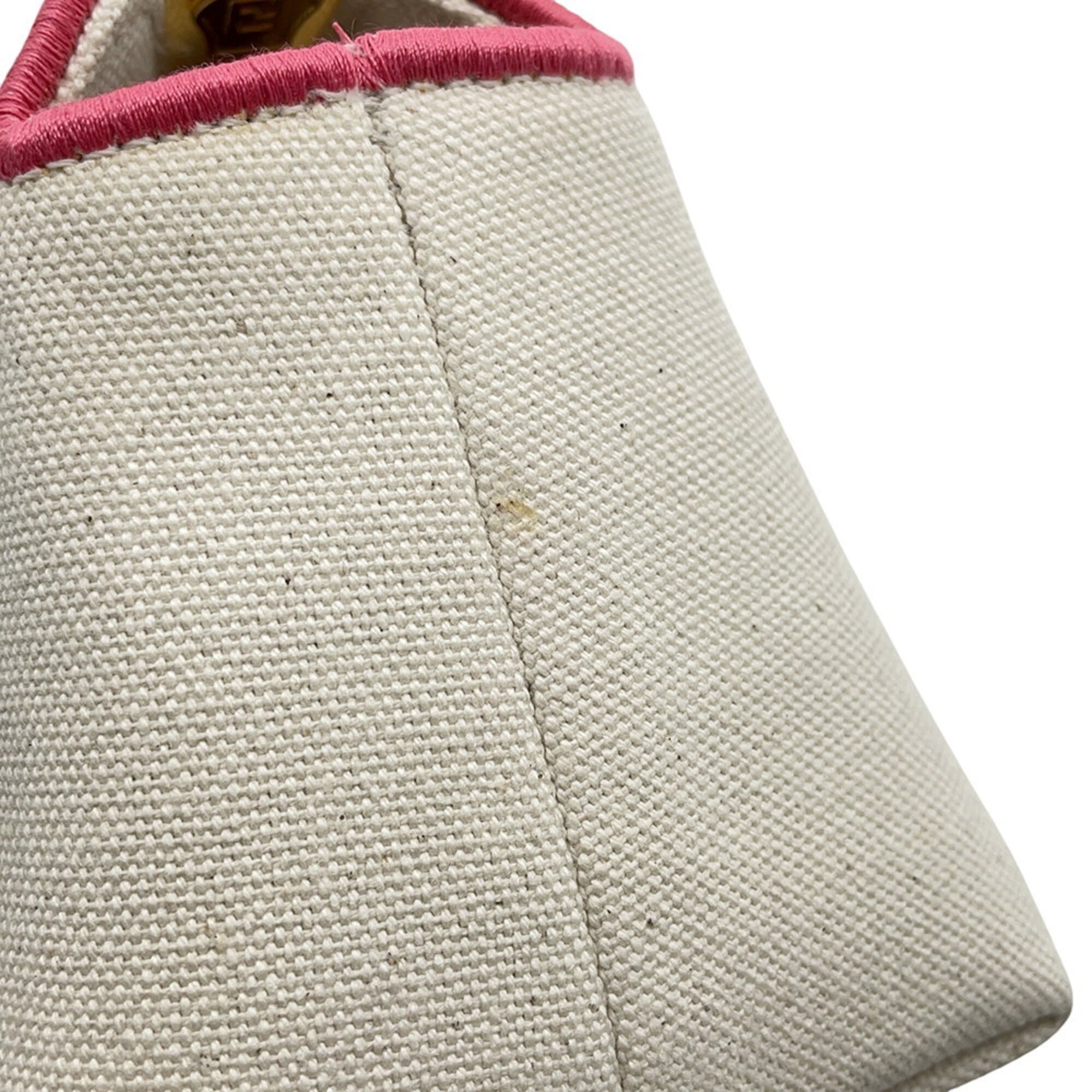 Fendi Pink White Canvas Handbag Shoulder Bag (Pre-Owned)