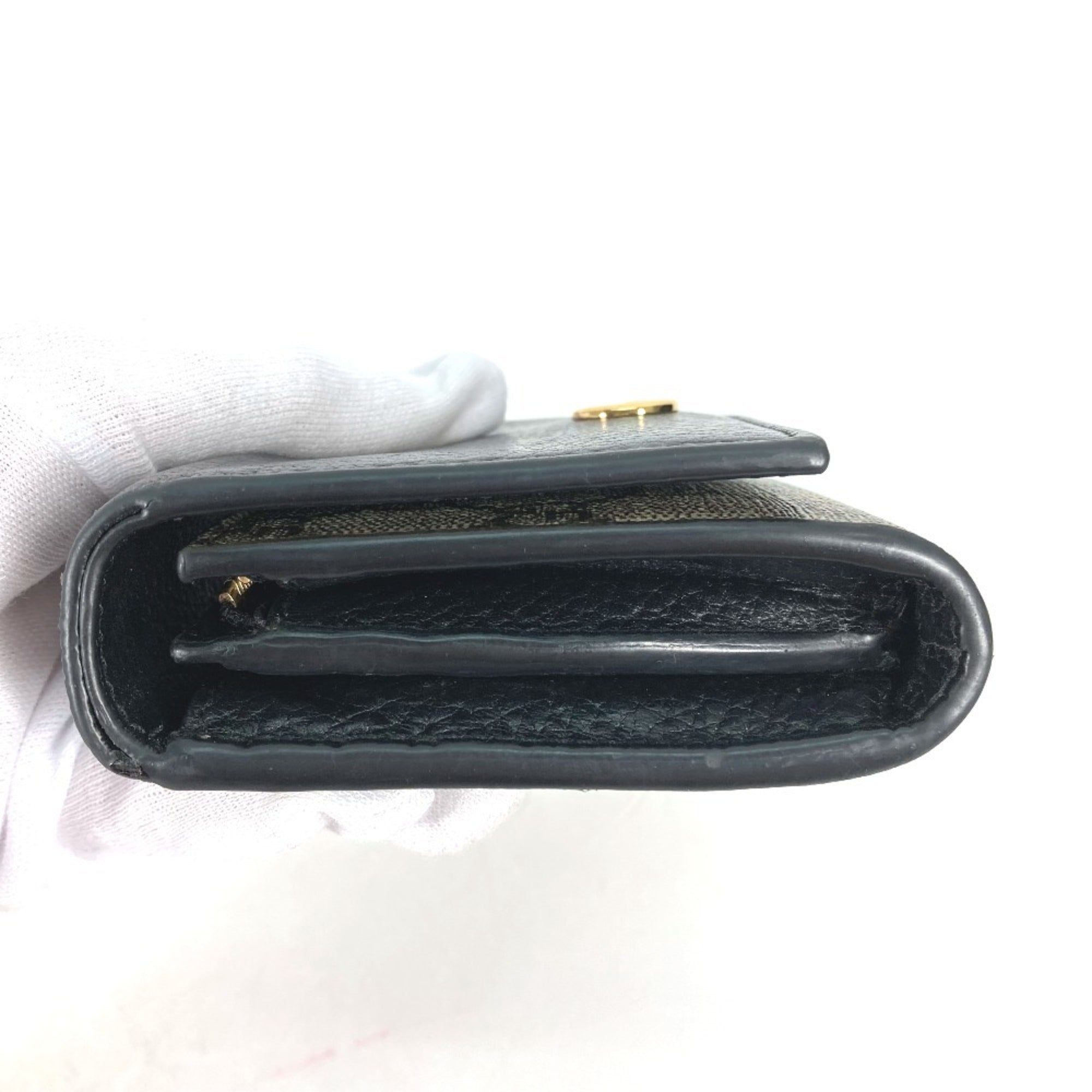 Gucci Beige Black Leather Pvc Wallet (Bi-Fold) (Pre-Owned)