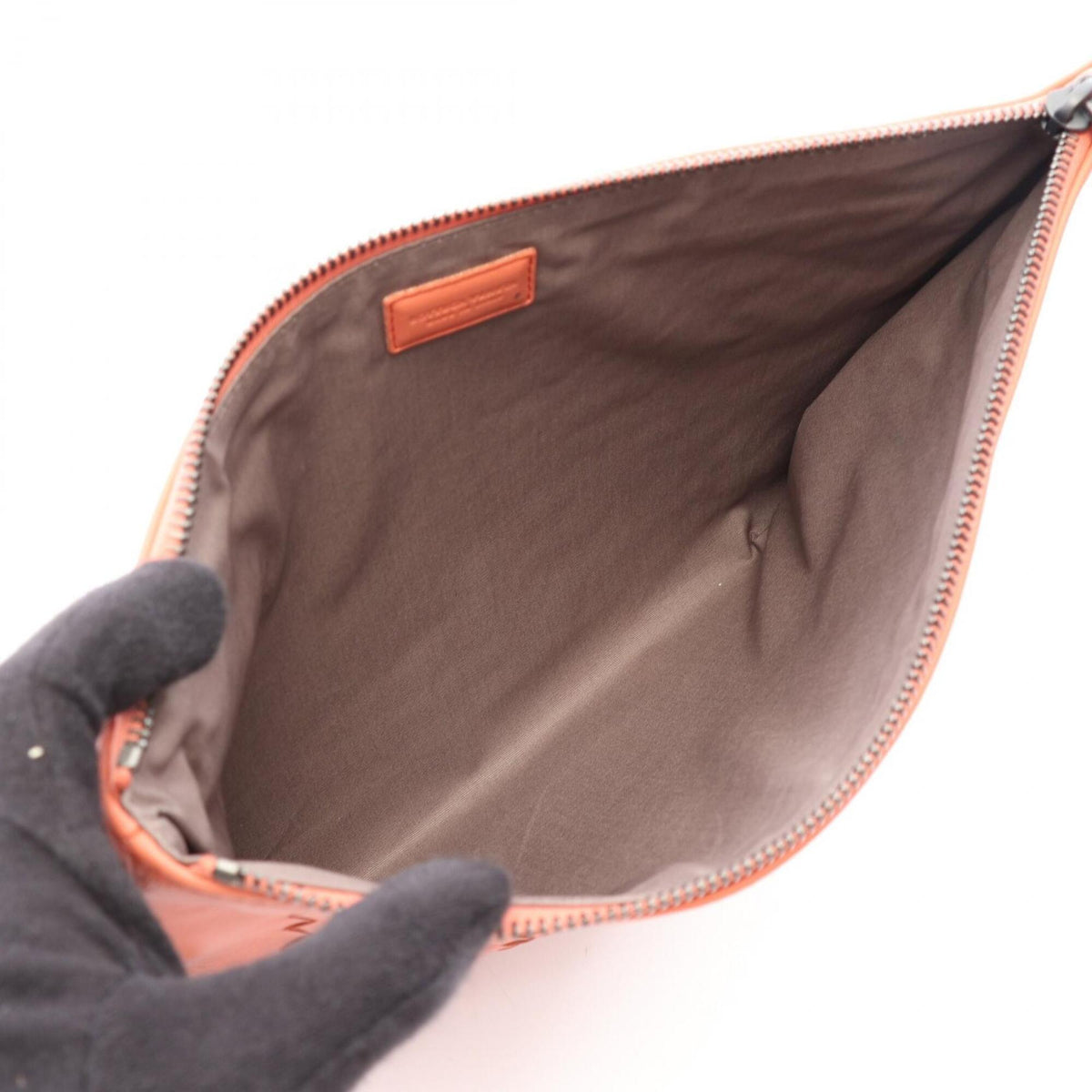 Bottega Veneta Intrecciato Orange Leather Clutch Bag (Pre-Owned)