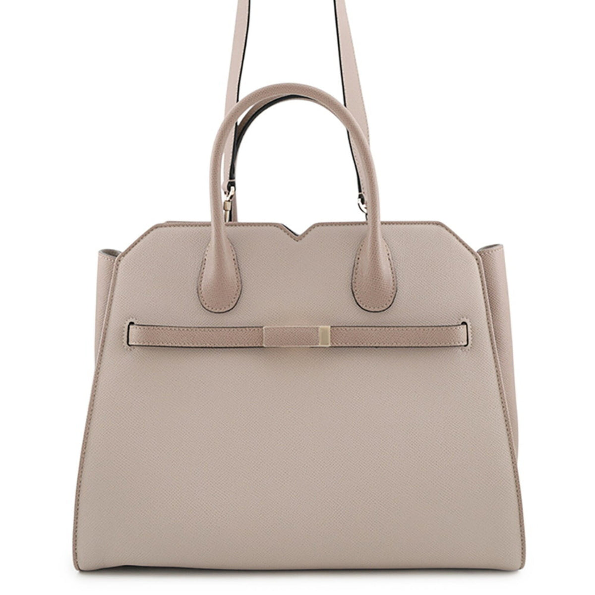 Valextra Champagne Gold Leather Handbag (Pre-Owned)