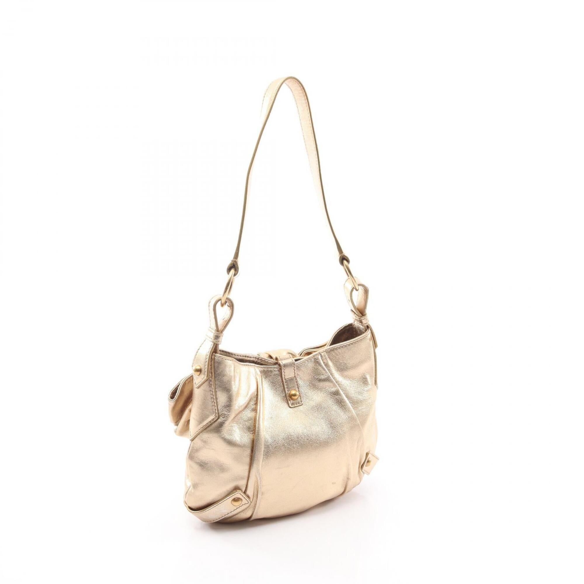 Yves Saint Laurent Gold Leather Handbag Shoulder Bag (Pre-Owned)