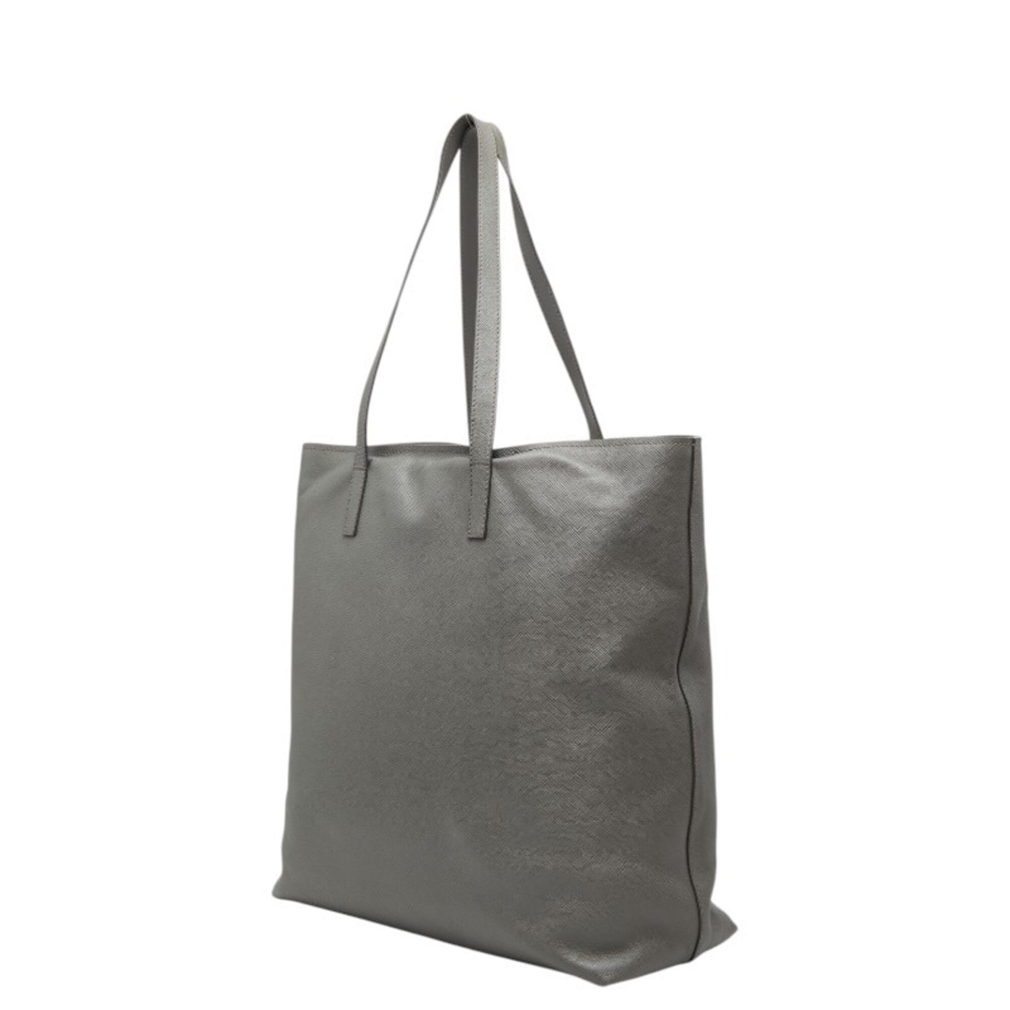 Prada Gray Leather Tote Bag (Pre-Owned)