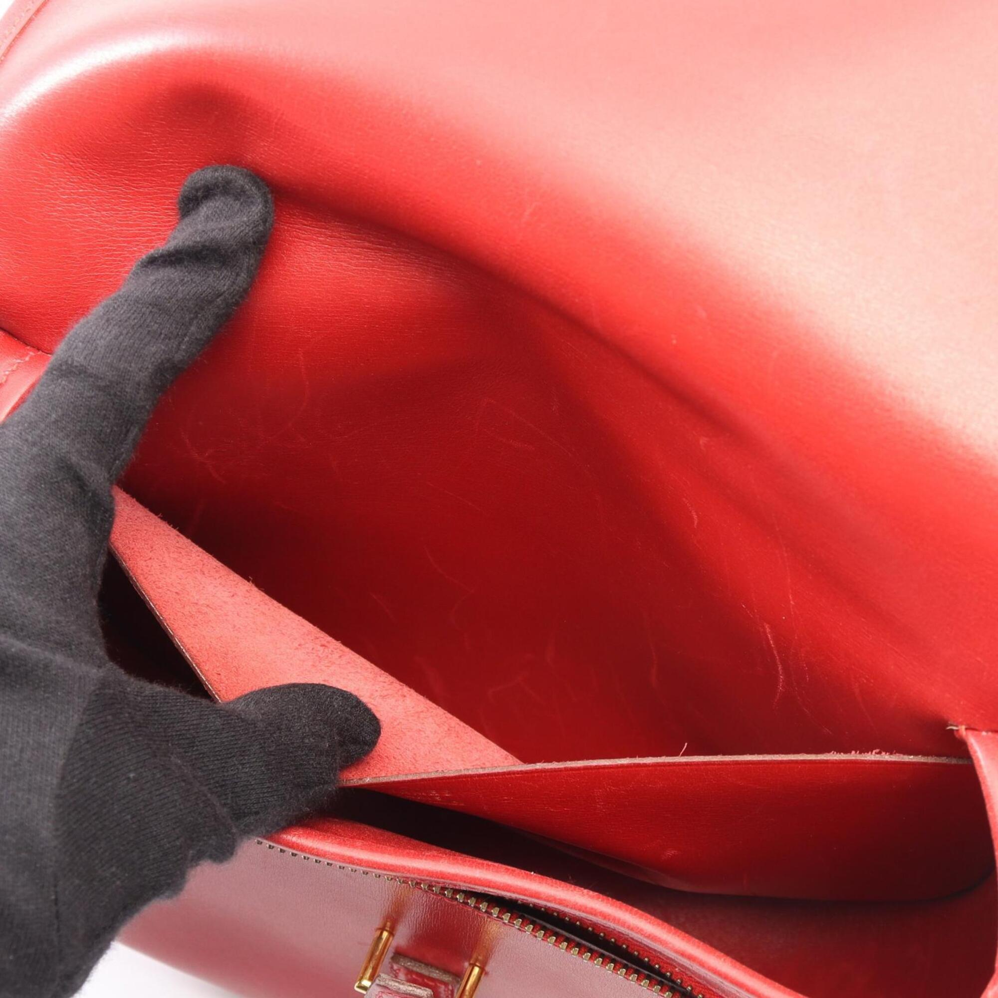 Hermes Red Color Rouge Vif Box Calf Leather Leather Handbag Shoulder Bag (Pre-Owned)
