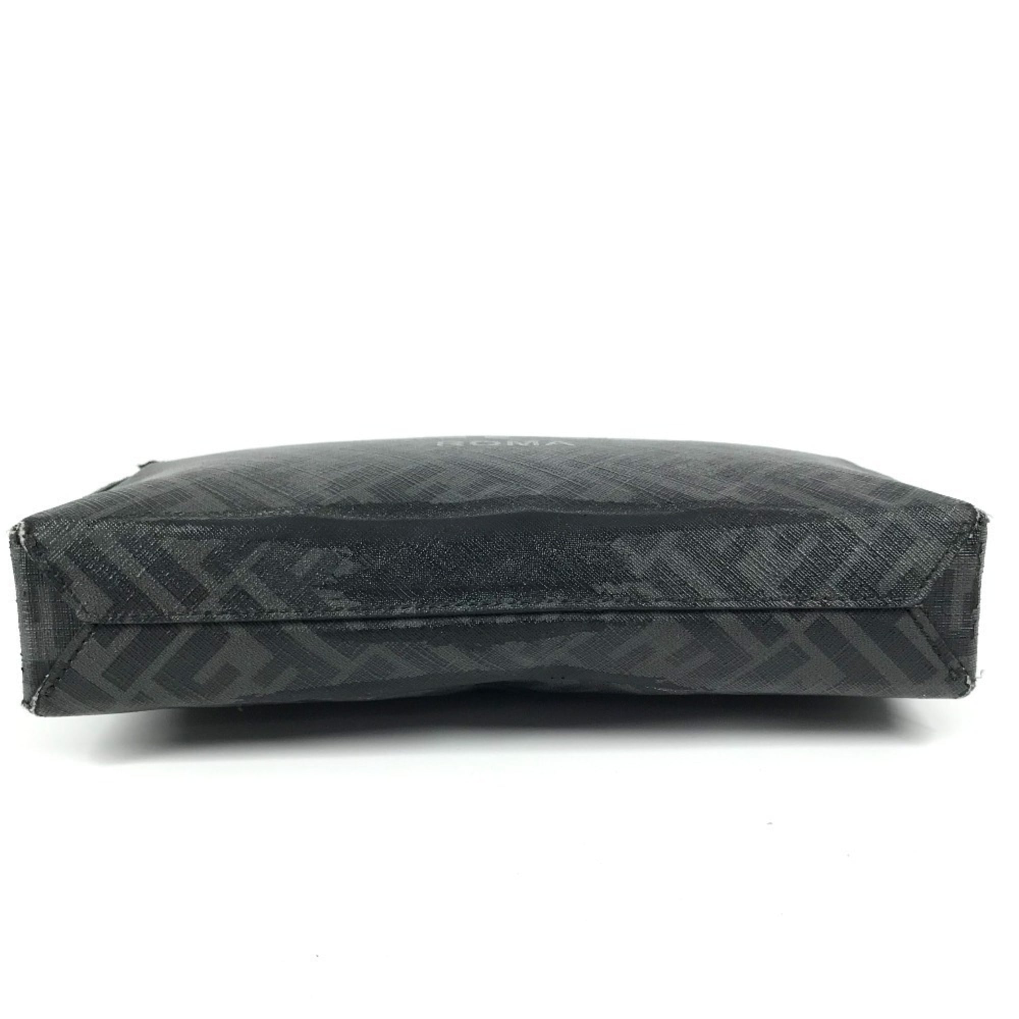 Fendi Zucca Black Gray Pvc Leather Clutch Bag (Pre-Owned)