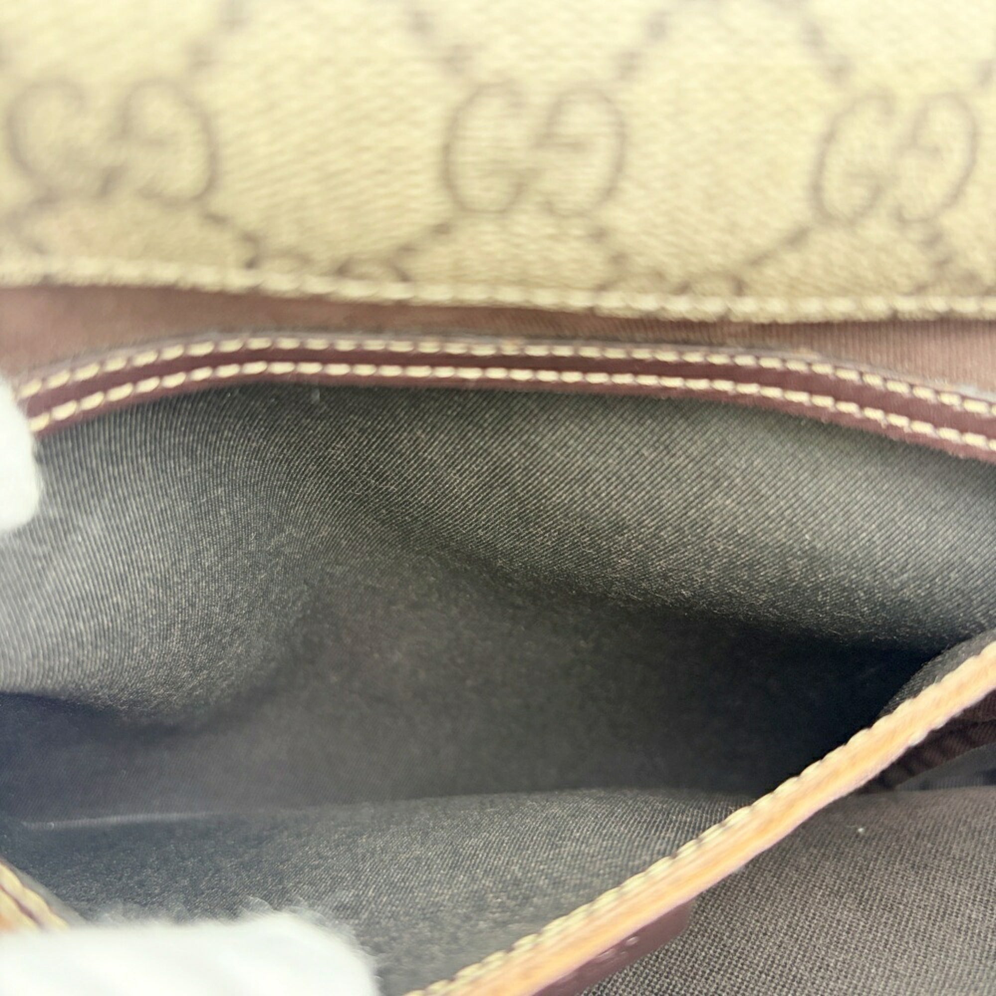 Gucci Beige Brown Gg Supreme Canvas Leather Shoulder Bag (Pre-Owned)
