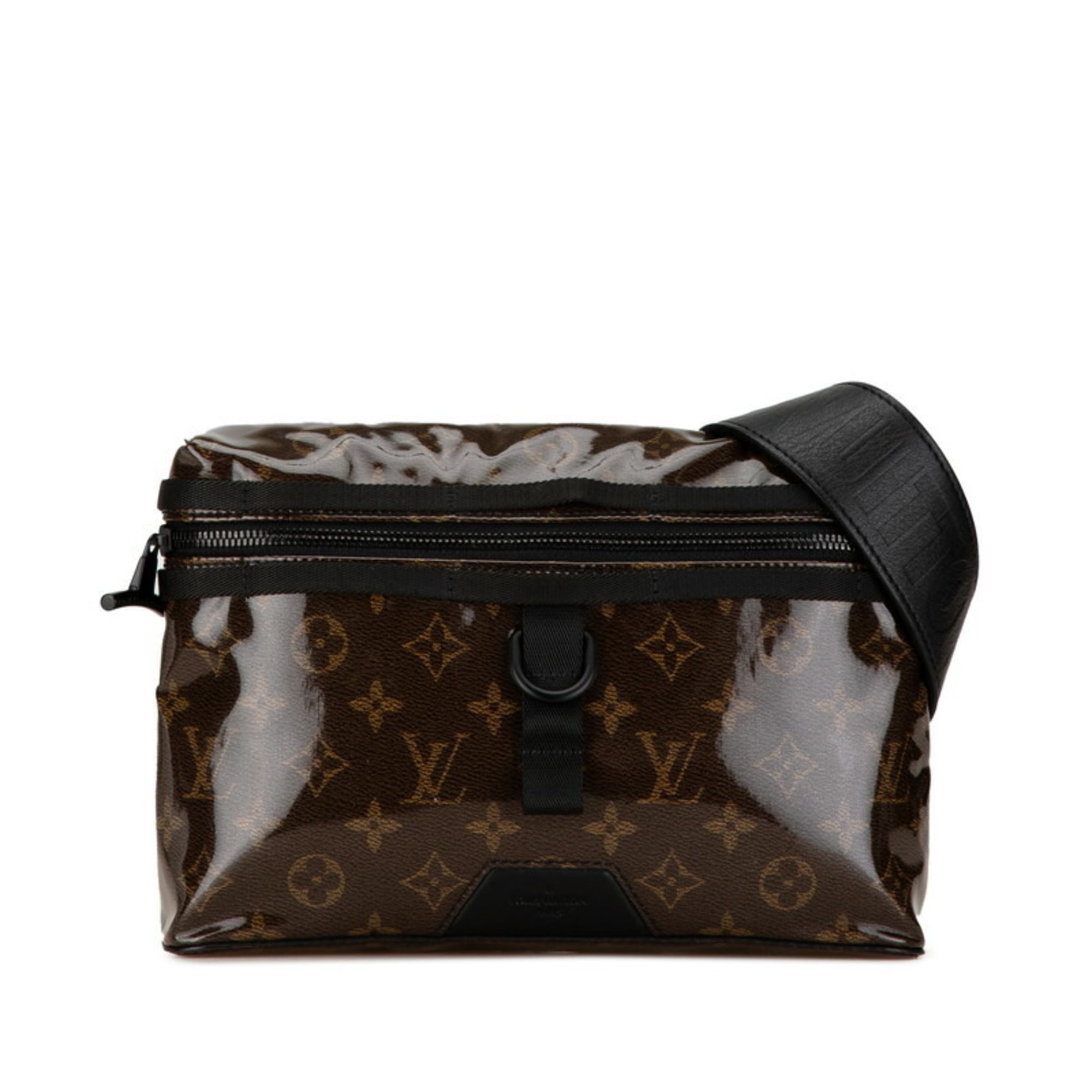 Louis Vuitton Black Brown Vinyl Leather Shoulder Bag (Pre-Owned)