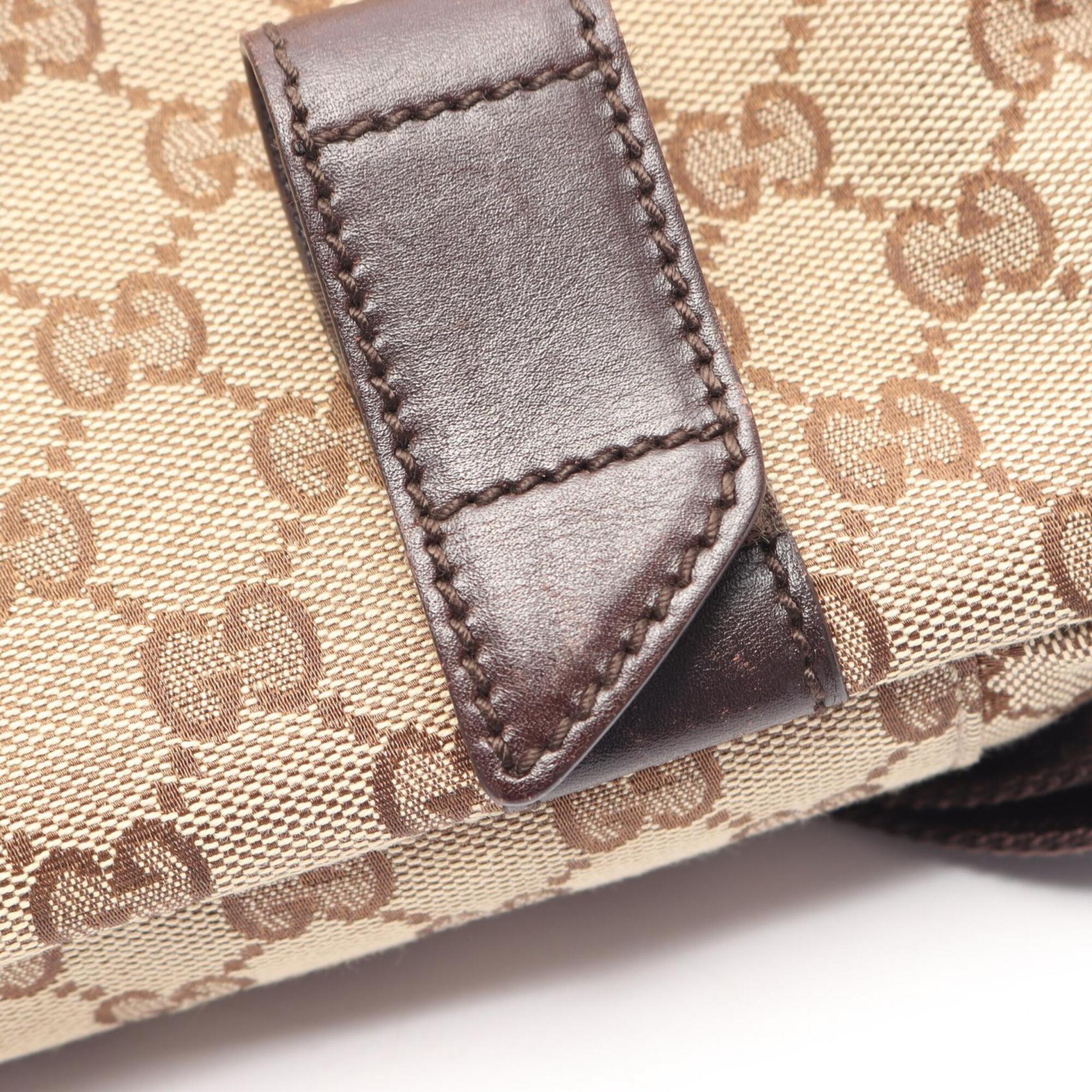 Gucci Beige Brown Canvas Leather Handbag Shoulder Bag (Pre-Owned)