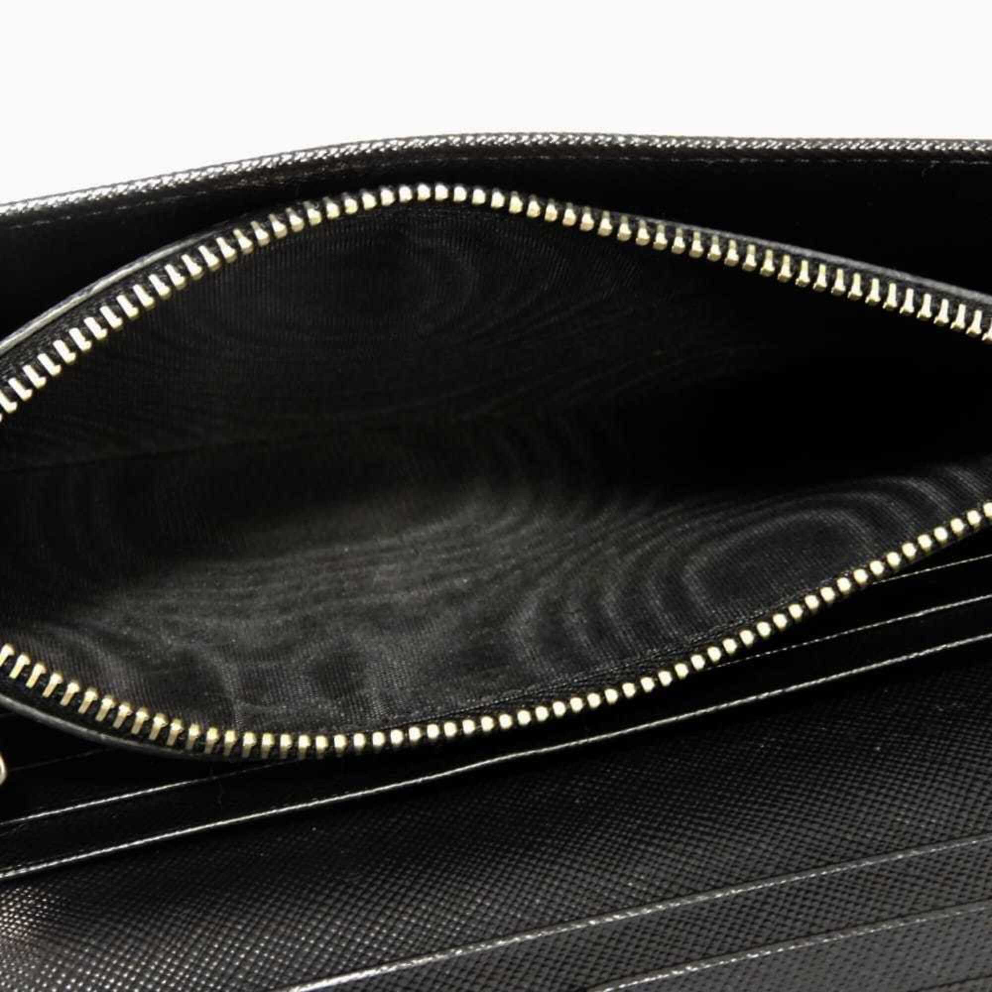 Prada Black Saffiano Long Wallet (Bi-Fold) (Pre-Owned)