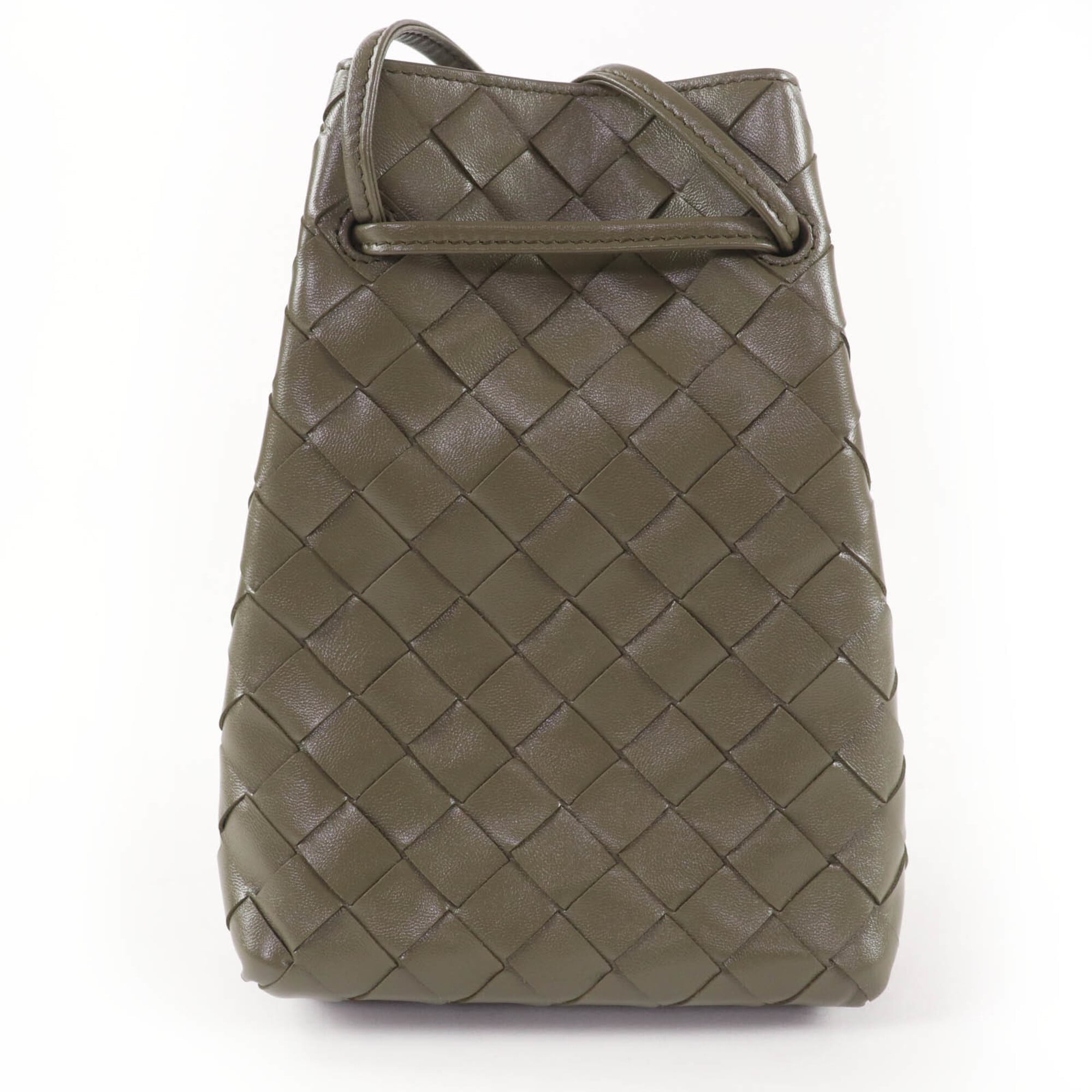 Bottega Veneta Intrecciato Khaki Leather Shoulder Bag (Pre-Owned)